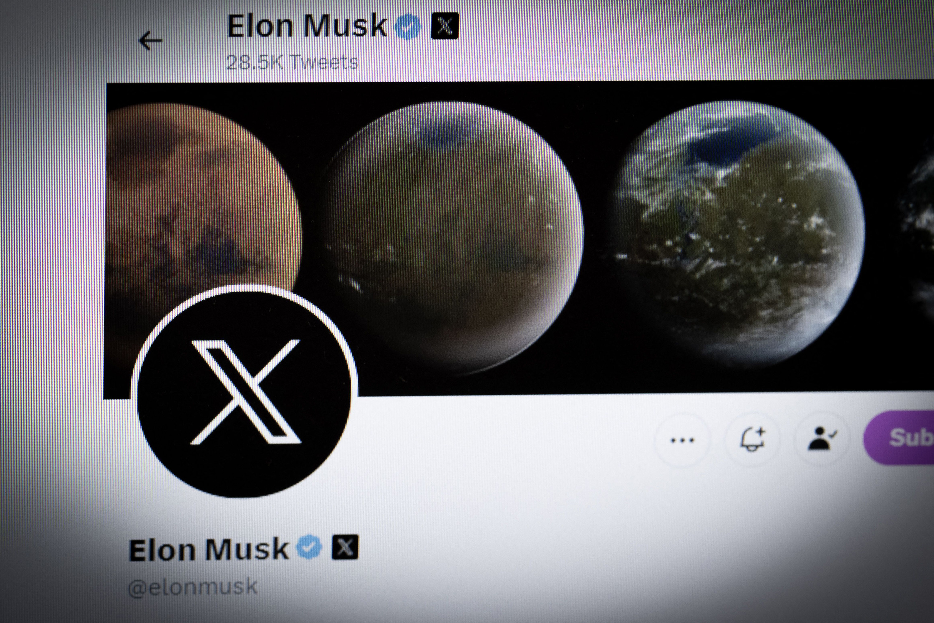 The X logo is seen on the account of its owner Elon Musk. Photo: AFP/Getty Images/TNS