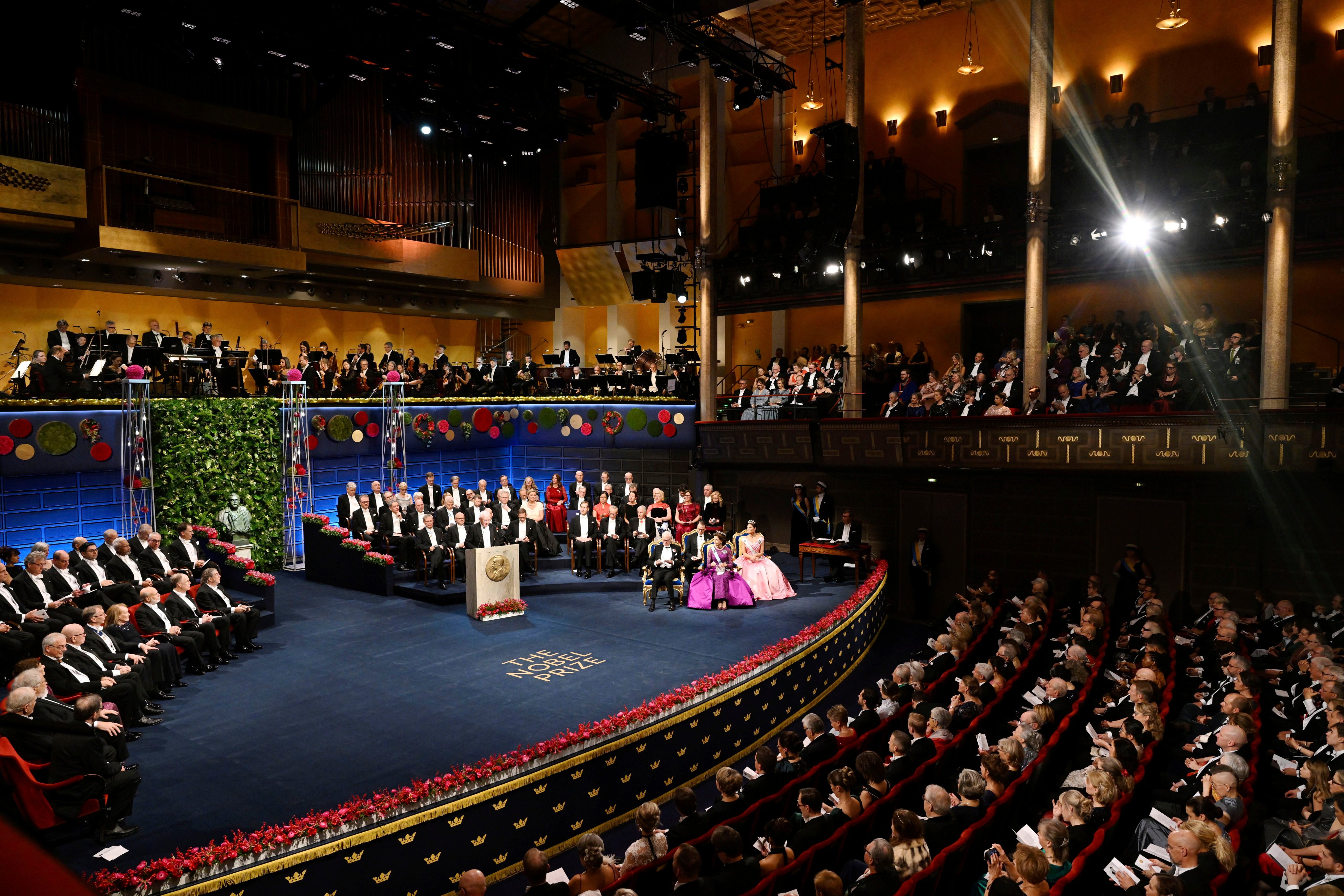 The Nobel laureates and the royal family of Sweden attend the award ceremony in Stockholm in December 2022. Photo:TT via AP