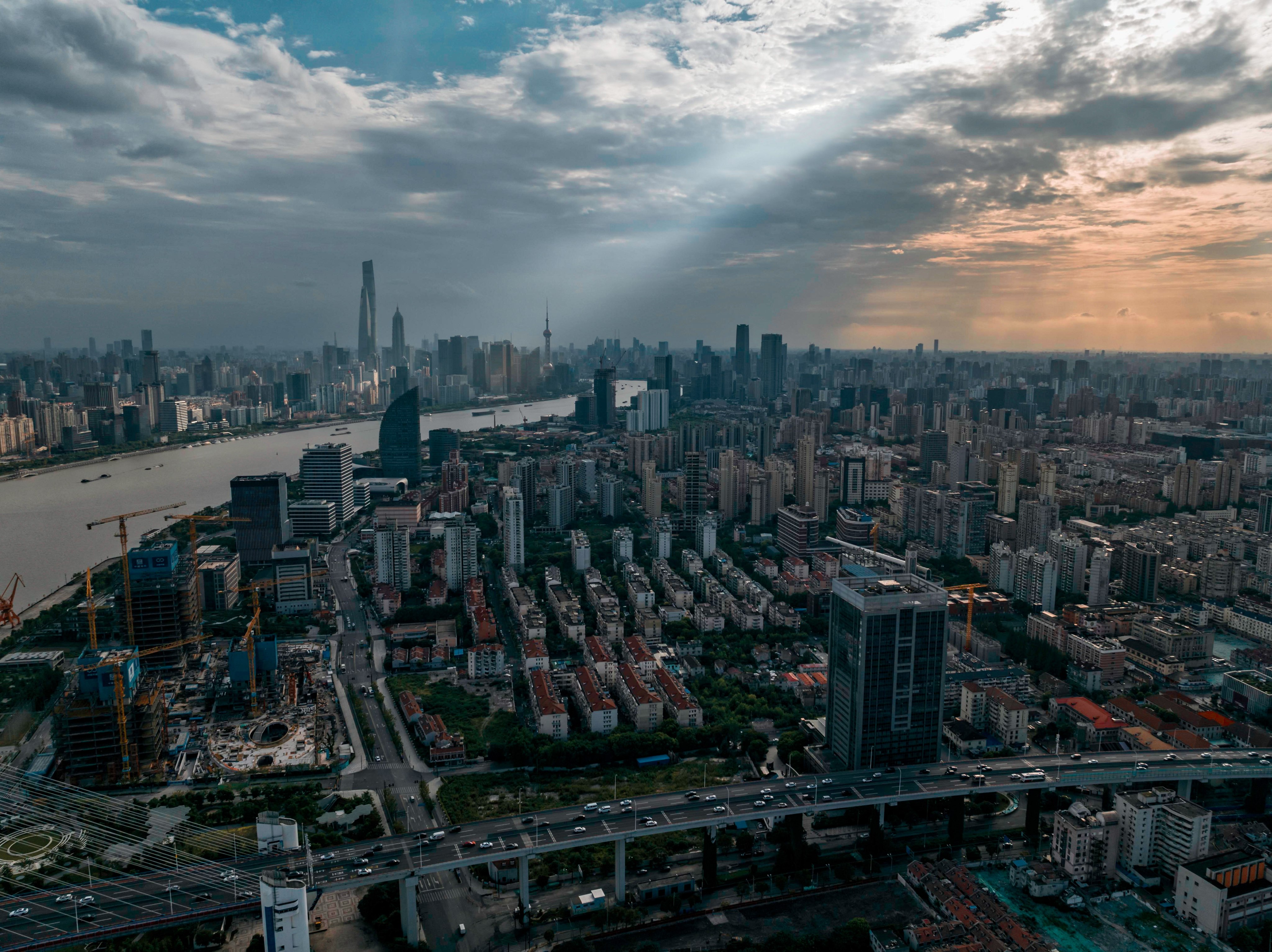 An aerial photo taken with a drone shows the general view of the city in Shanghai, China, 15 August 2023. Photo:EPA-EFE