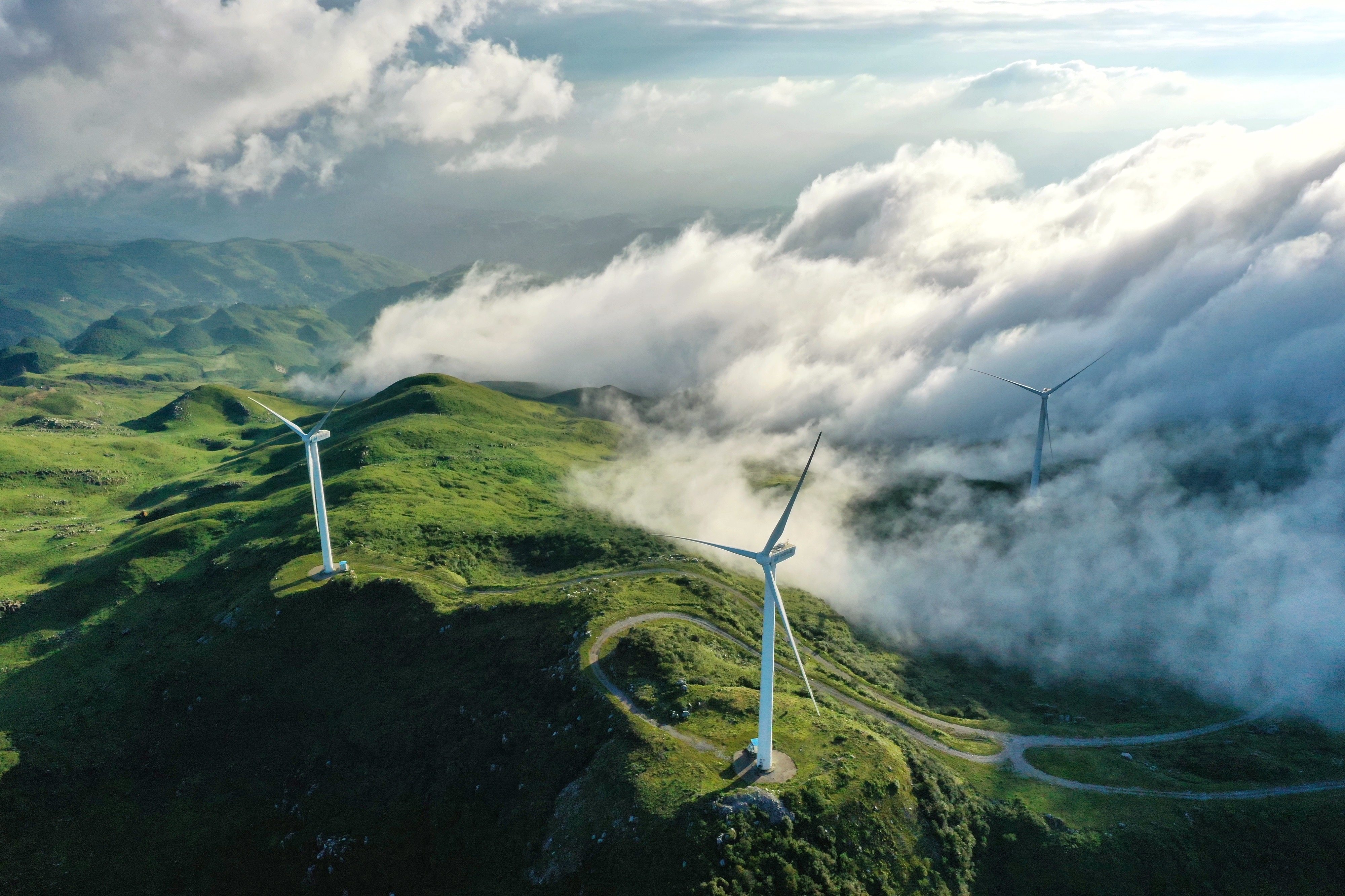 Wind turbines operate in Hezhang County, in southwest China’s Guizhou Province on August 19, 2020. Photo: Xinhua