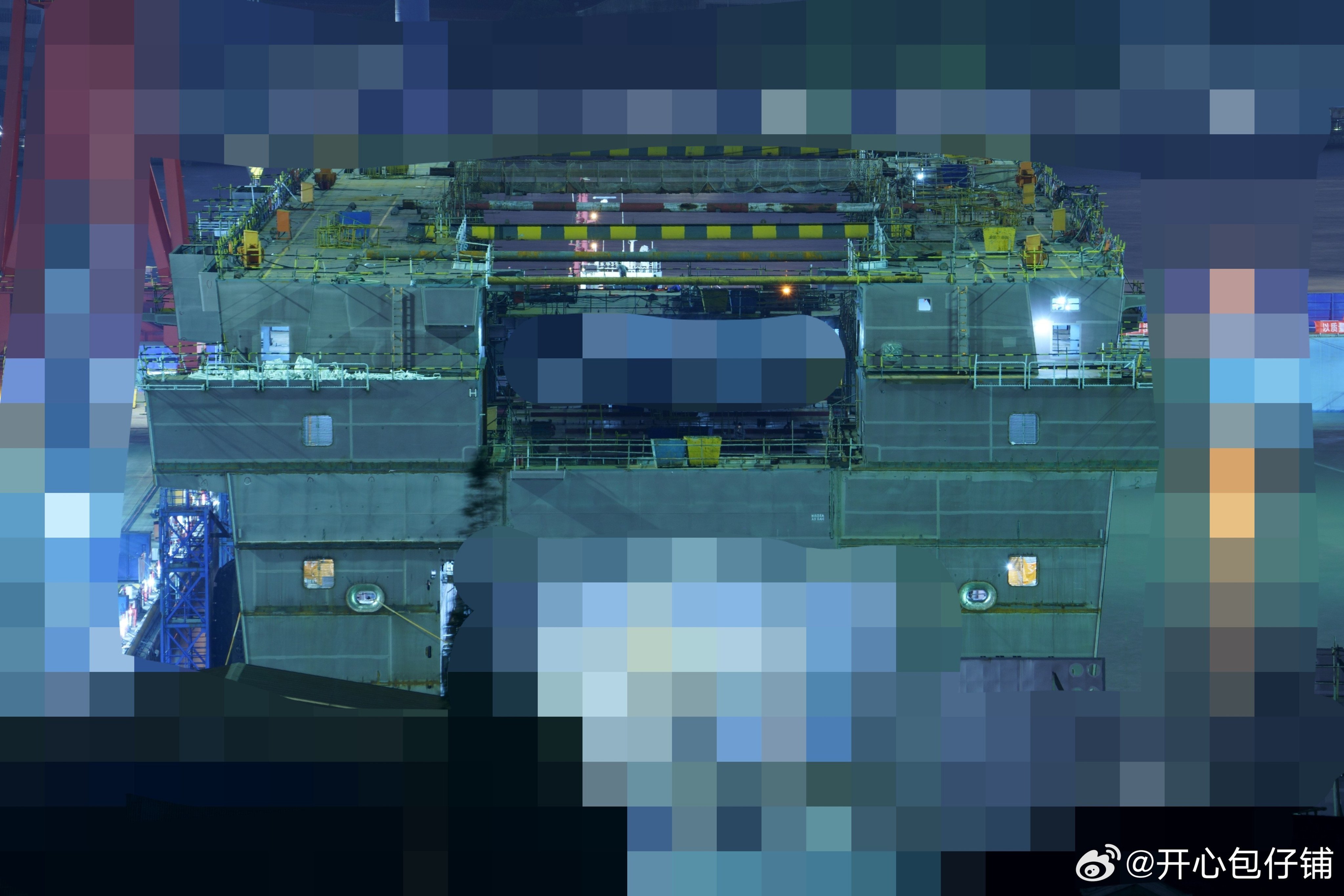 Imagery posted on social media of the PLA’s fourth Type 075 amphibious helicopter assault ships in dry dock shows its deck uncapped, despite the hull being nearly completed. Photo: Weibo