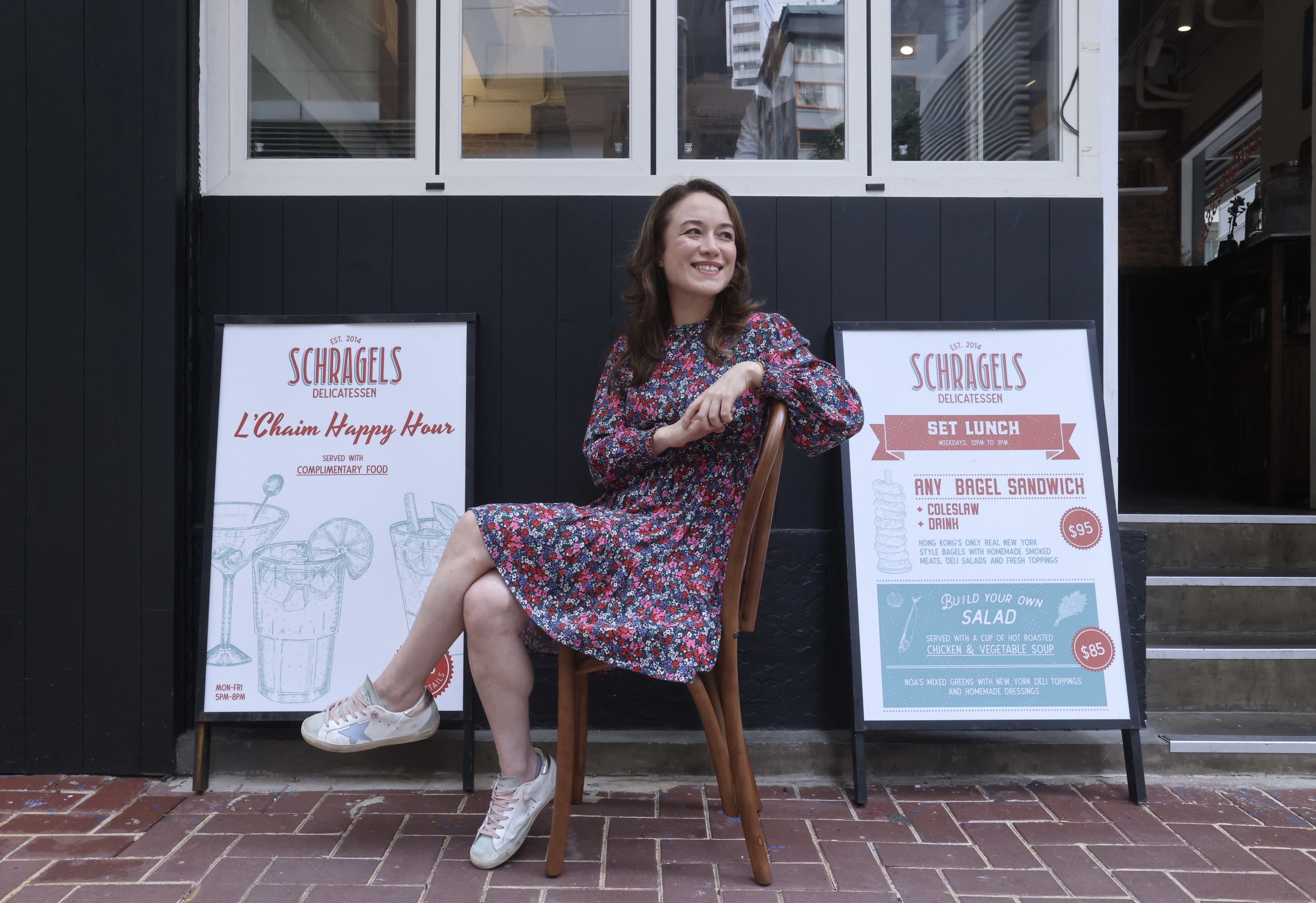 Schragels founder Rebecca Schrage, at her deli in Hong Kong’s Sheung Wan neighbourhood, which serves diverse Jewish dishes, including bagels that have been called the best in the city. Photo: Jonathan Wong