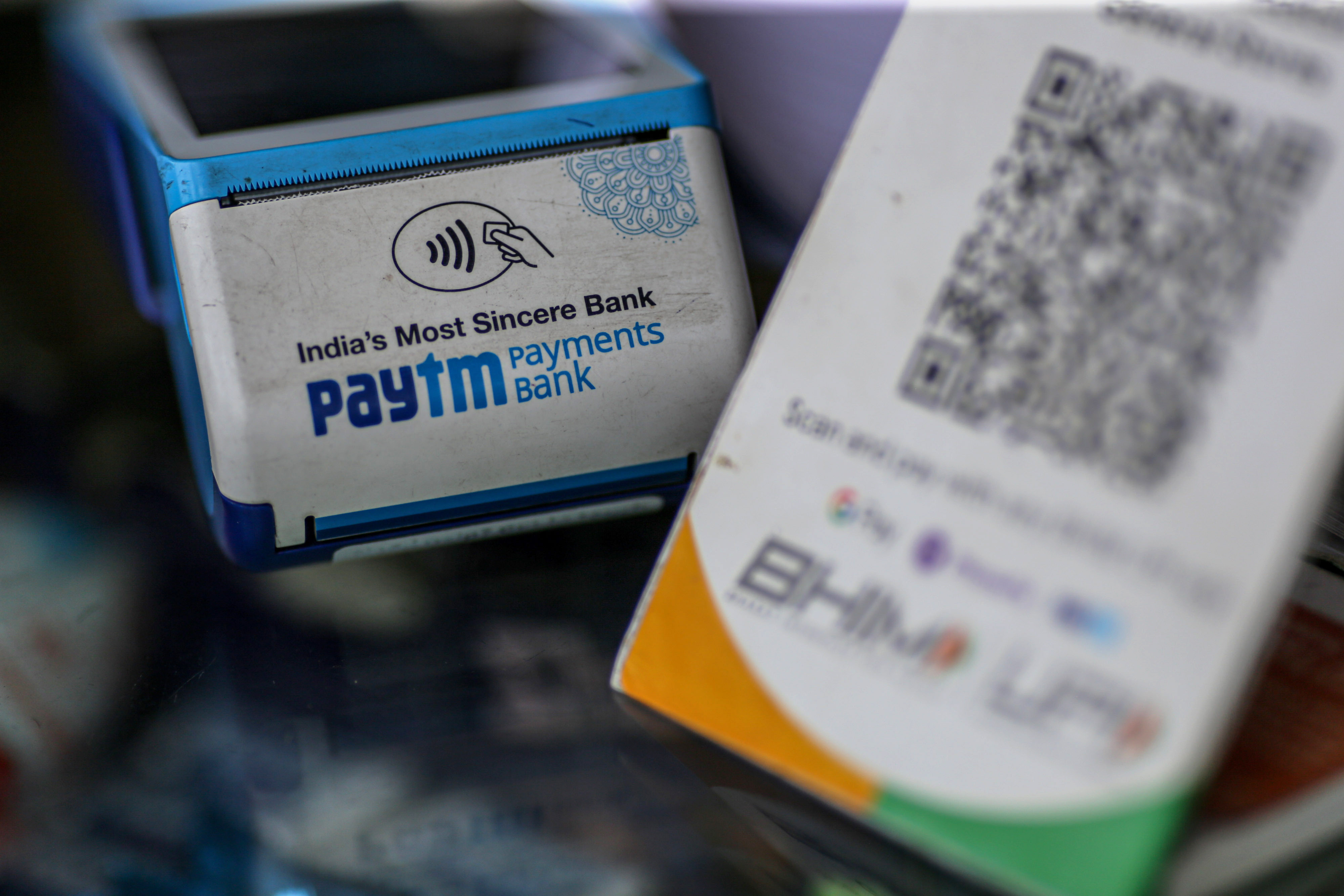A Paytm payment device at a store in Mumbai, India. Photo: Bloomberg