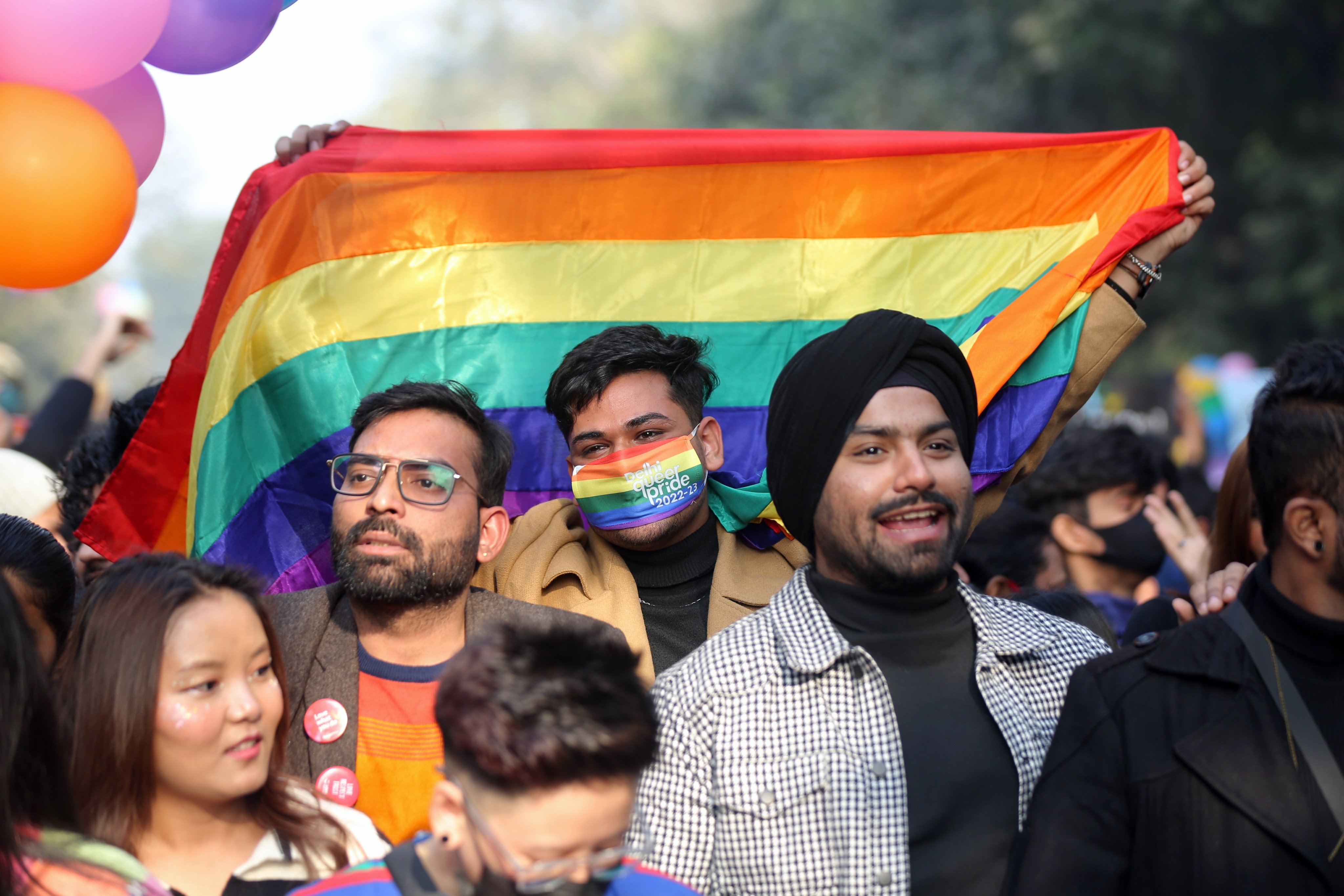 People march in a pride parade in New Delhi. Photo: Shutterstock
