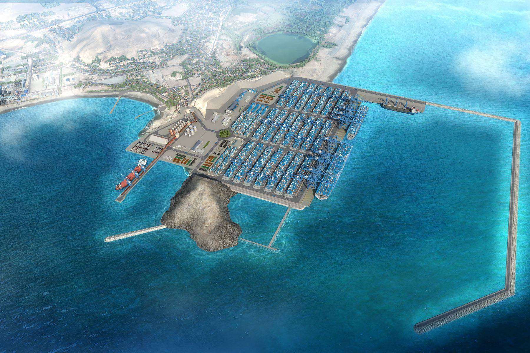 An artist’s impression of the port of Chancay in Peru. Photo: Cosco Shipping