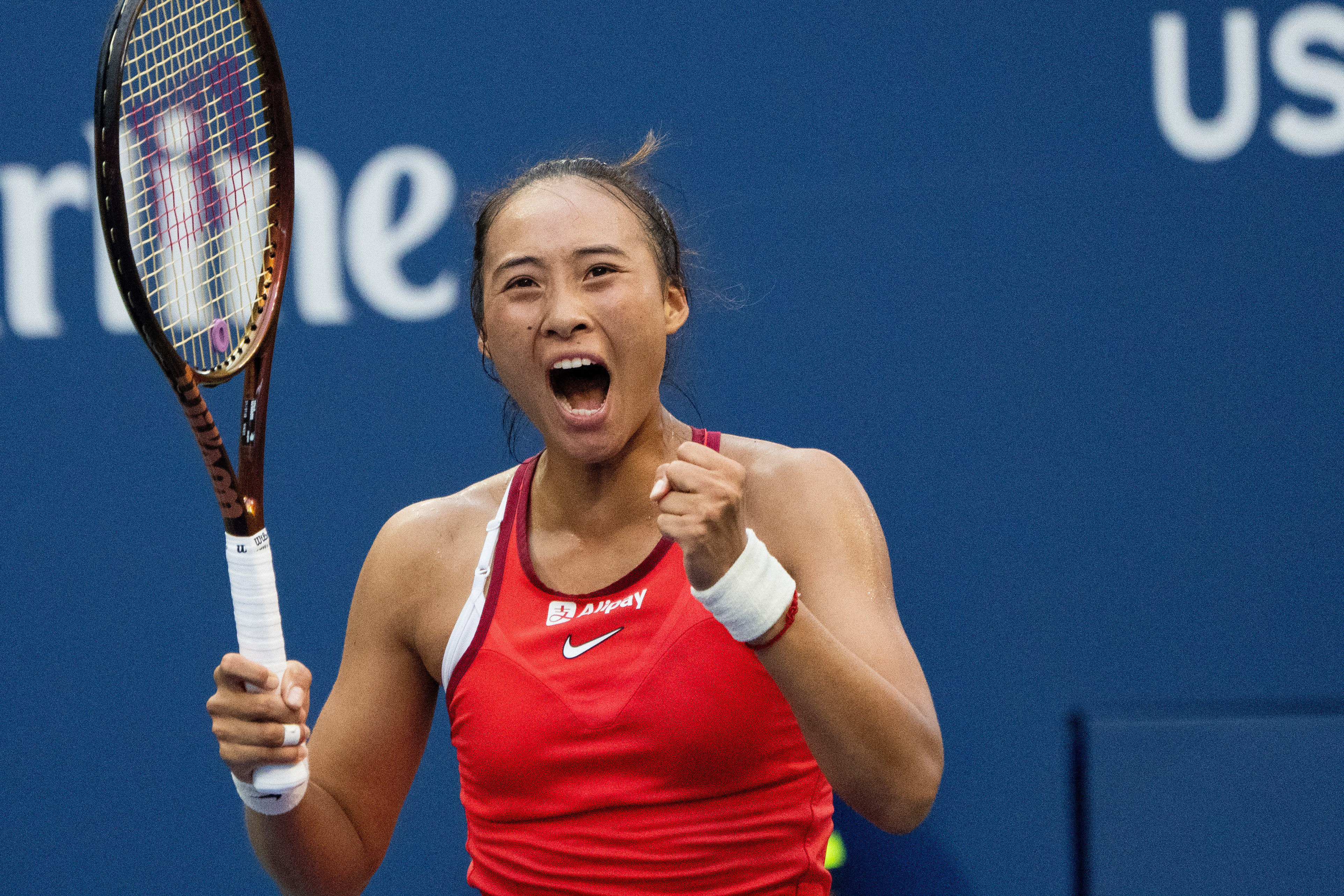 Zheng Qinwen is through to her first US Open quarter-final. Photo: Xinhua