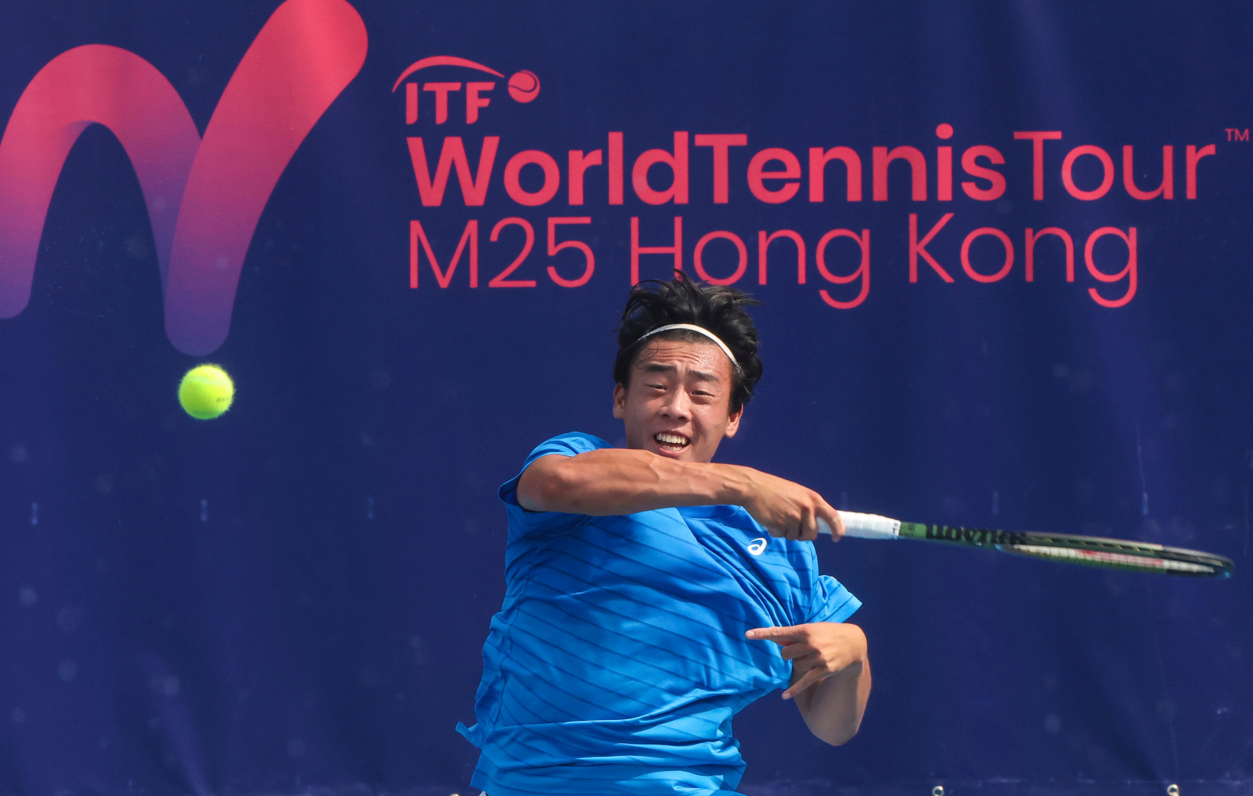 Coleman Wong Chak-lam in action at the M25 Hong Kong Tennis Tournament at Victoria Park. Photos: Jonathan Wong