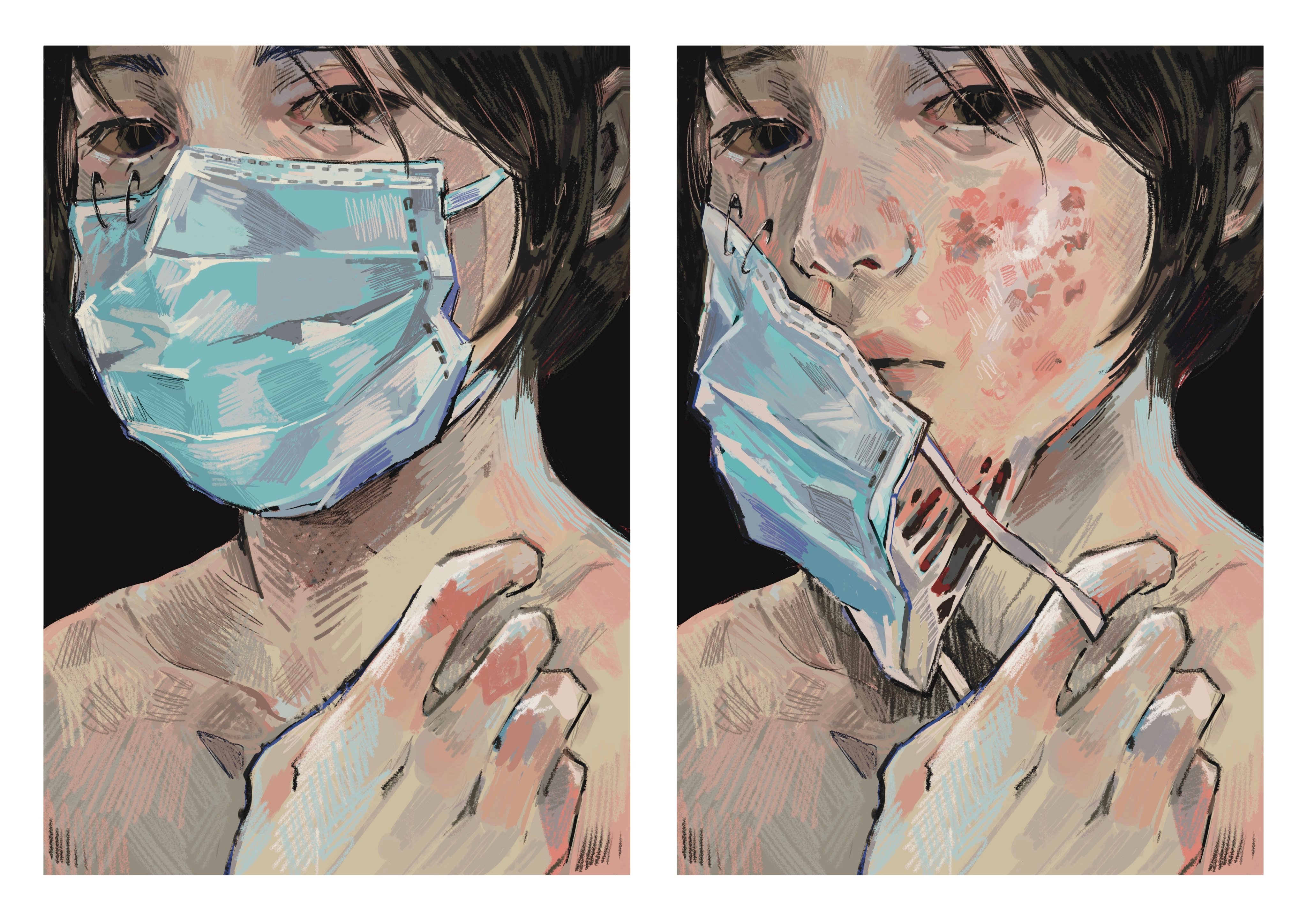 “Appearance Anxiety?” by Belle Hui won first place in the Digital Graphics category at the 2023 Wharf Hong Kong Secondary School Art Competition. Photo: Handout