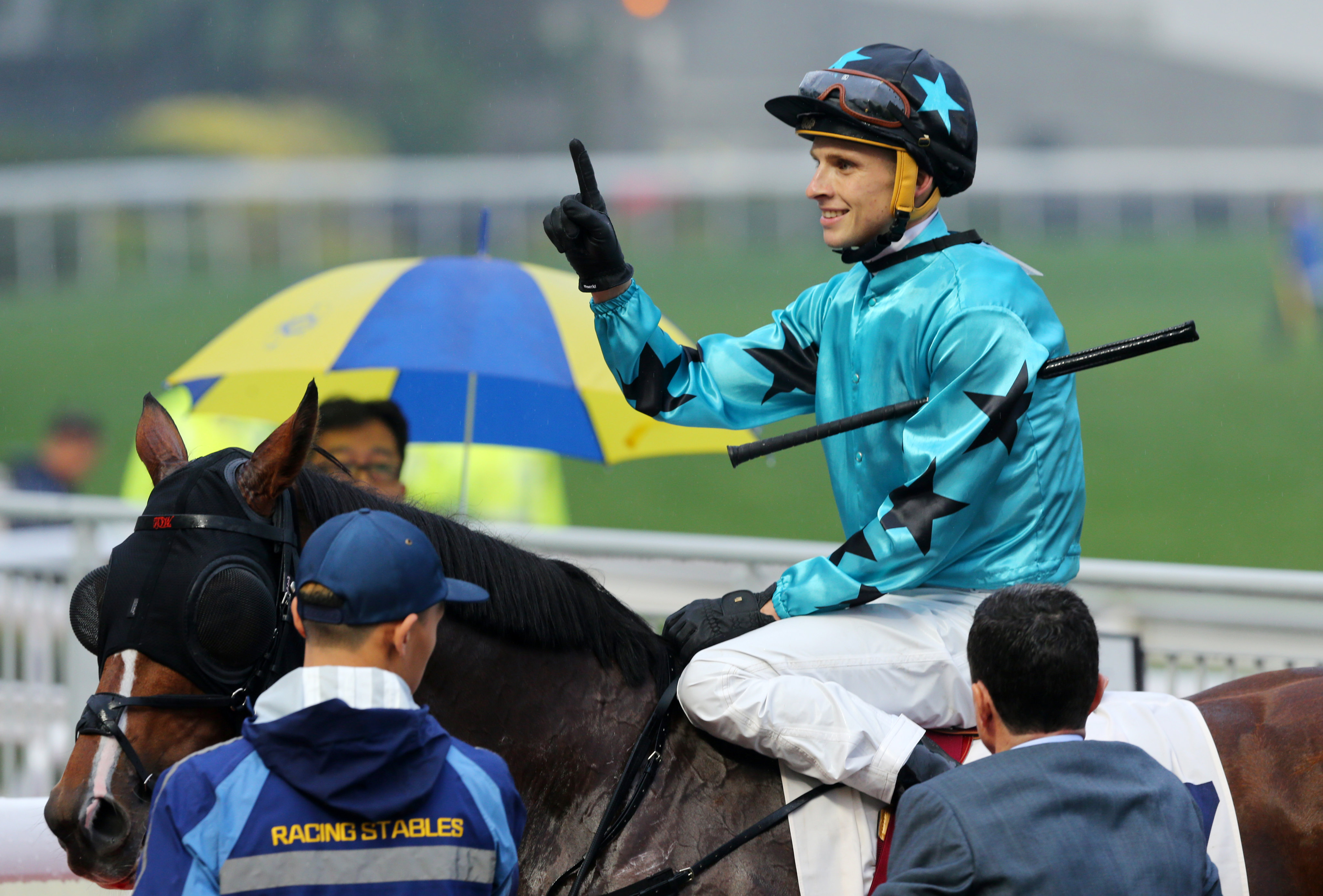 Lyle Hewitson celebrates his first Hong Kong victory aboard Last Kingdom at Sha Tin in December 2019. Photos: Kenneth Chan