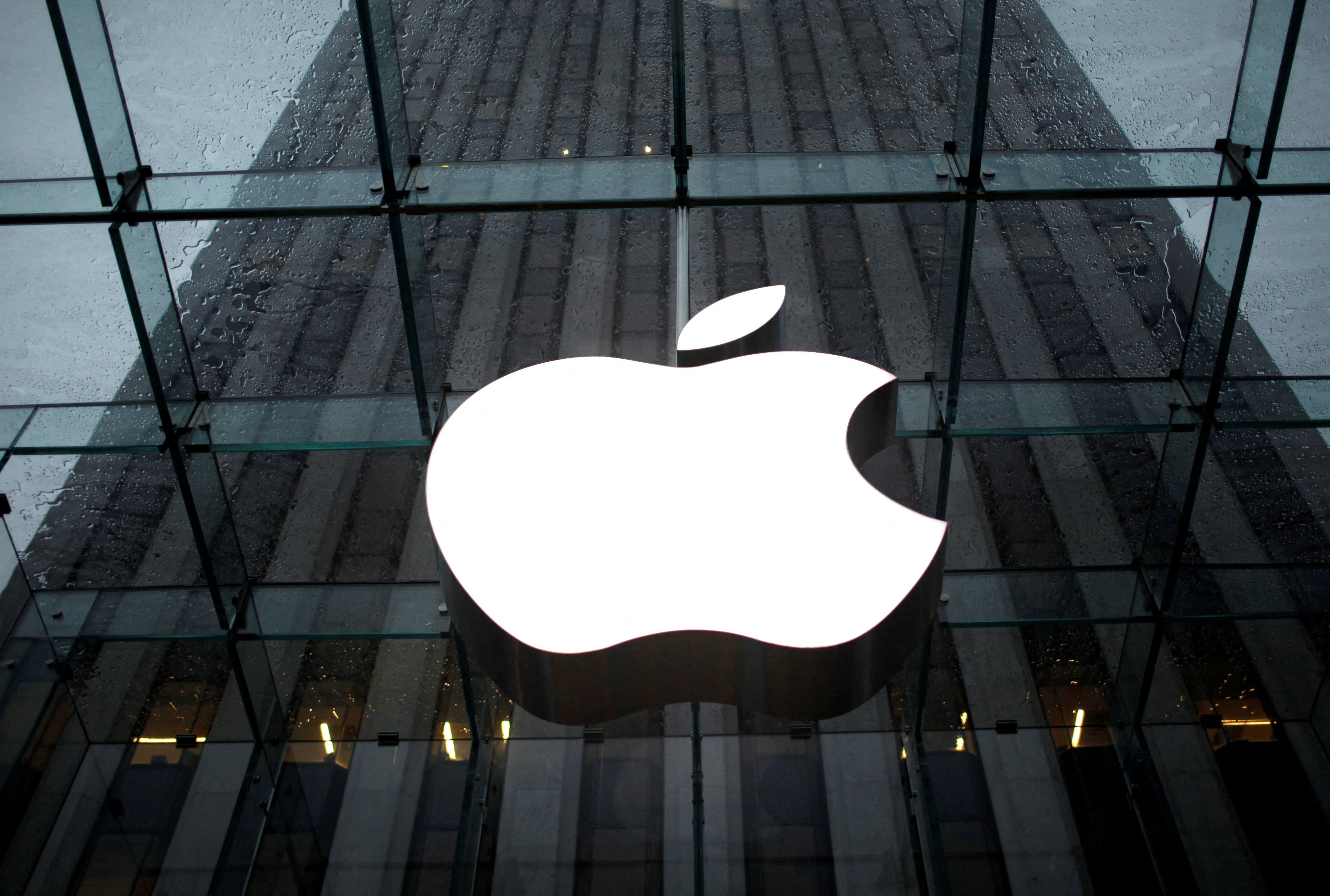 The Apple Inc. logo is seen in the lobby of the company’s flagship store in New York in January 2011. Photo: Reuters