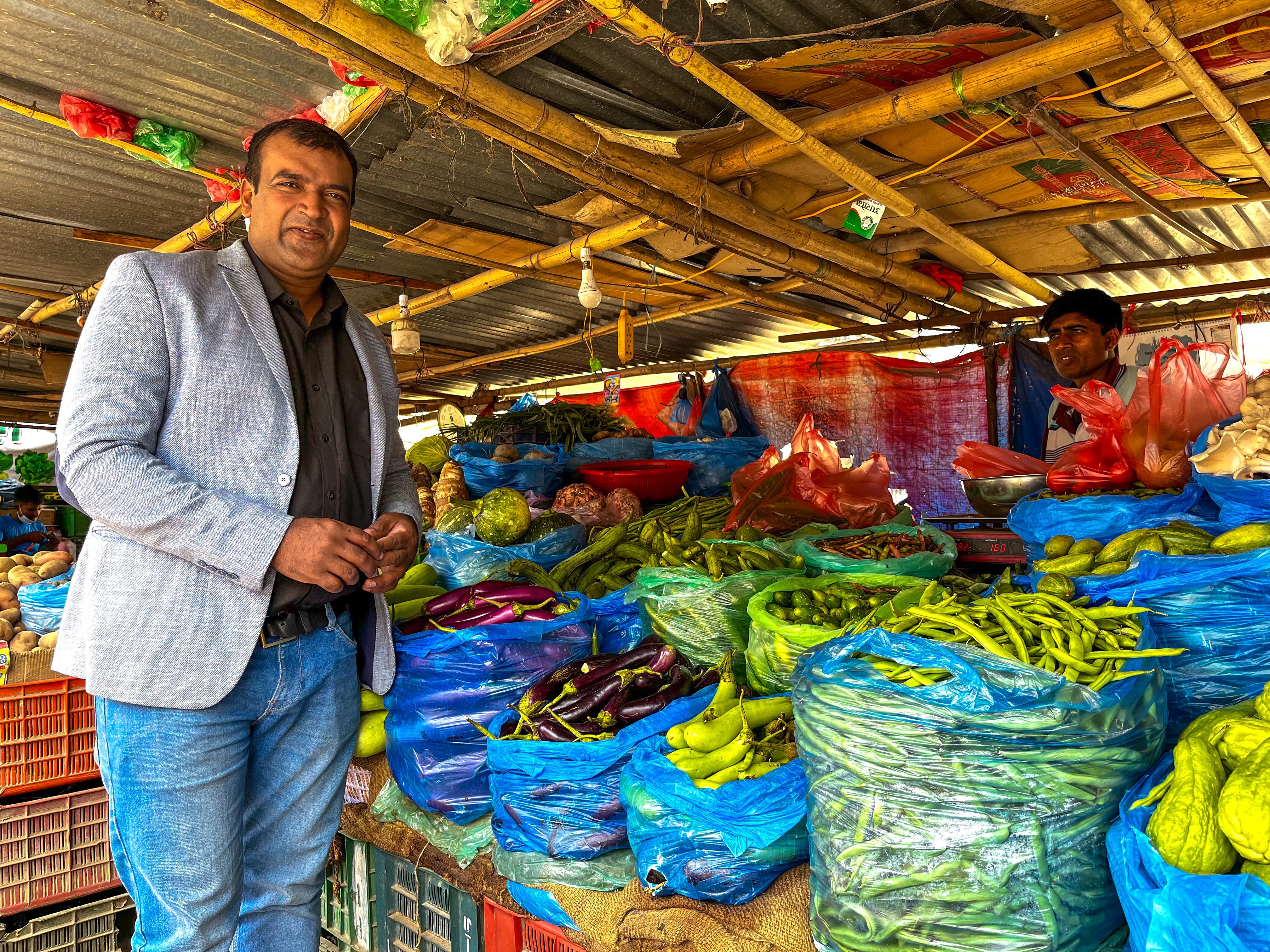 Santosh Shah at a vegetable market near his flat in Kathmandu. Photo: Bibek Bhandari
