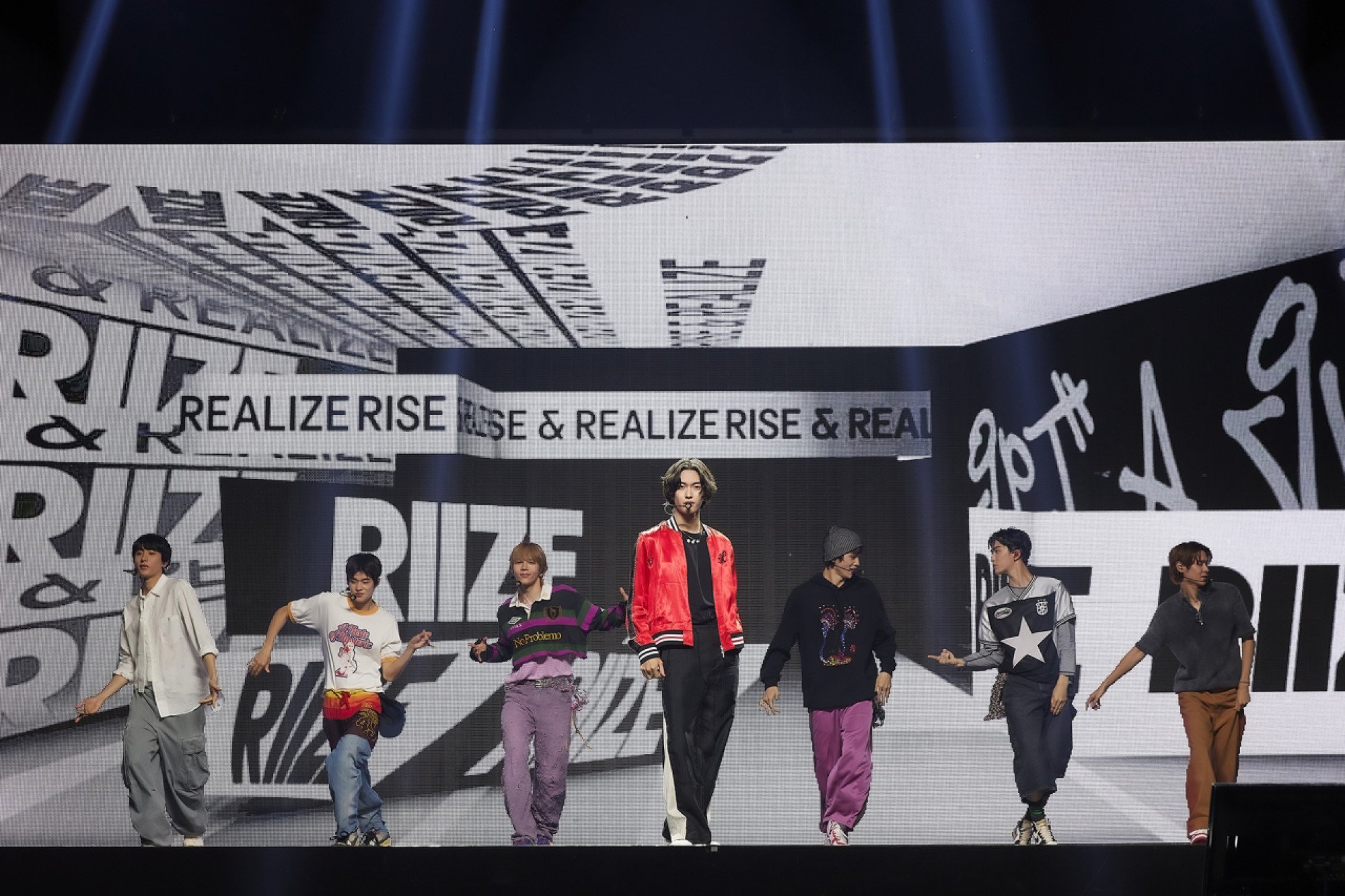 Riize performing “Get A Guitar” at their debut press conference in Seoul, September 2023. Photo: SM Entertainment