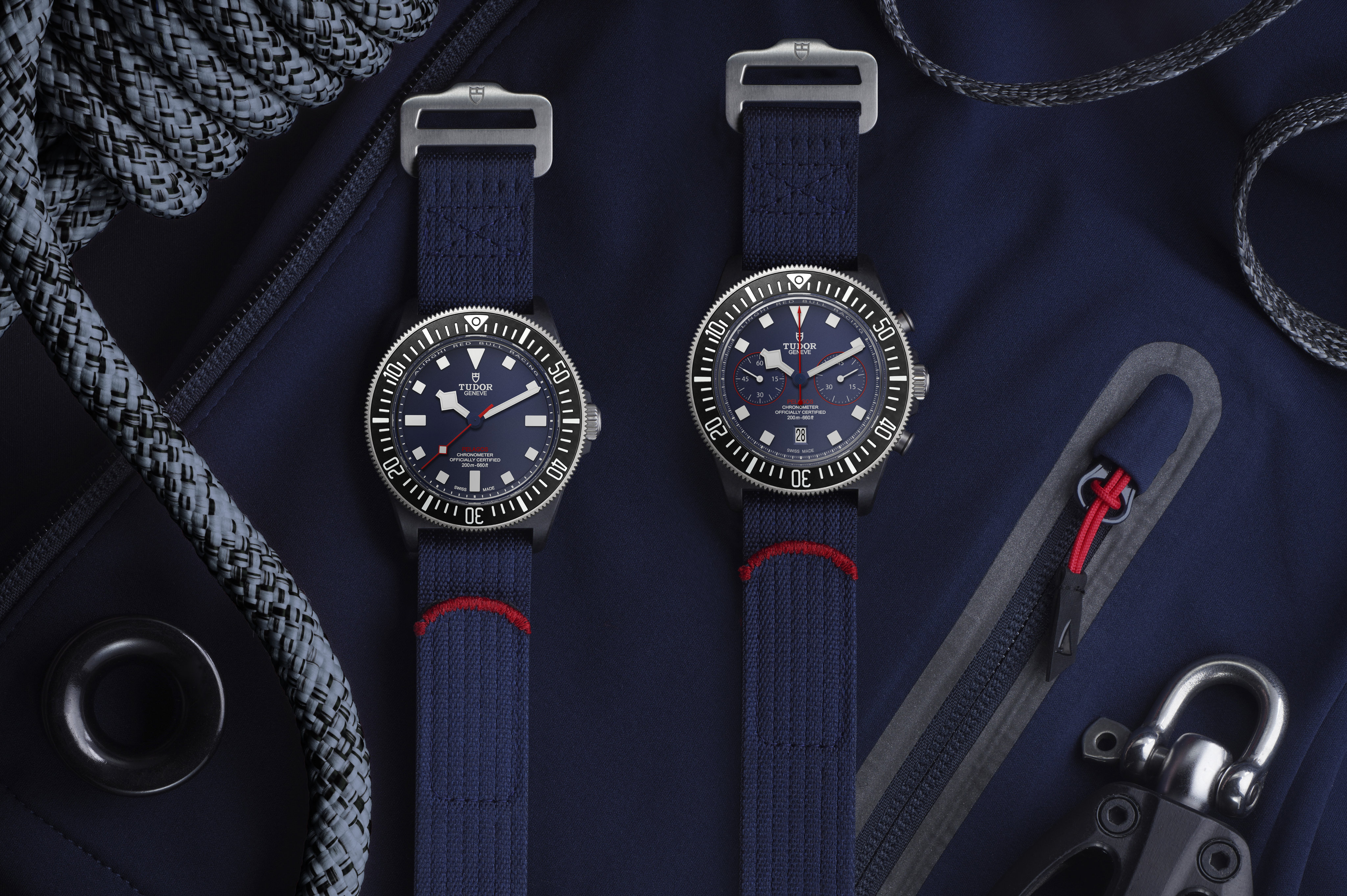 If you’re looking for a sporty watch that still looks chic paired with a sleek suit, look no further than the Pelagos FXD Alinghi Red Bull Racing Edition from Tudor. Photos: Handout