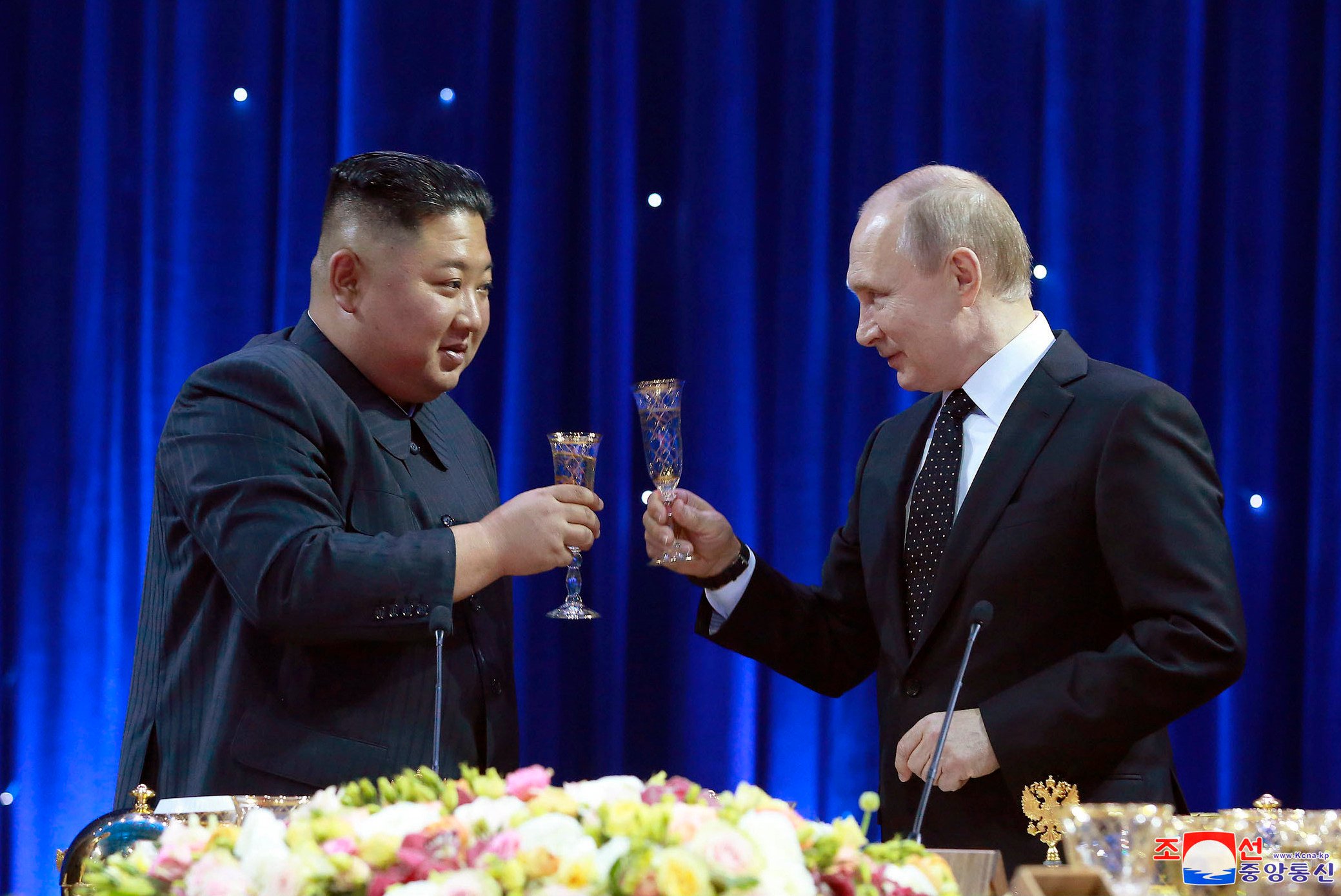 North Korean leader Kim Jong-un with Russian President Vladimir Putin in 2019. Photo: via AP