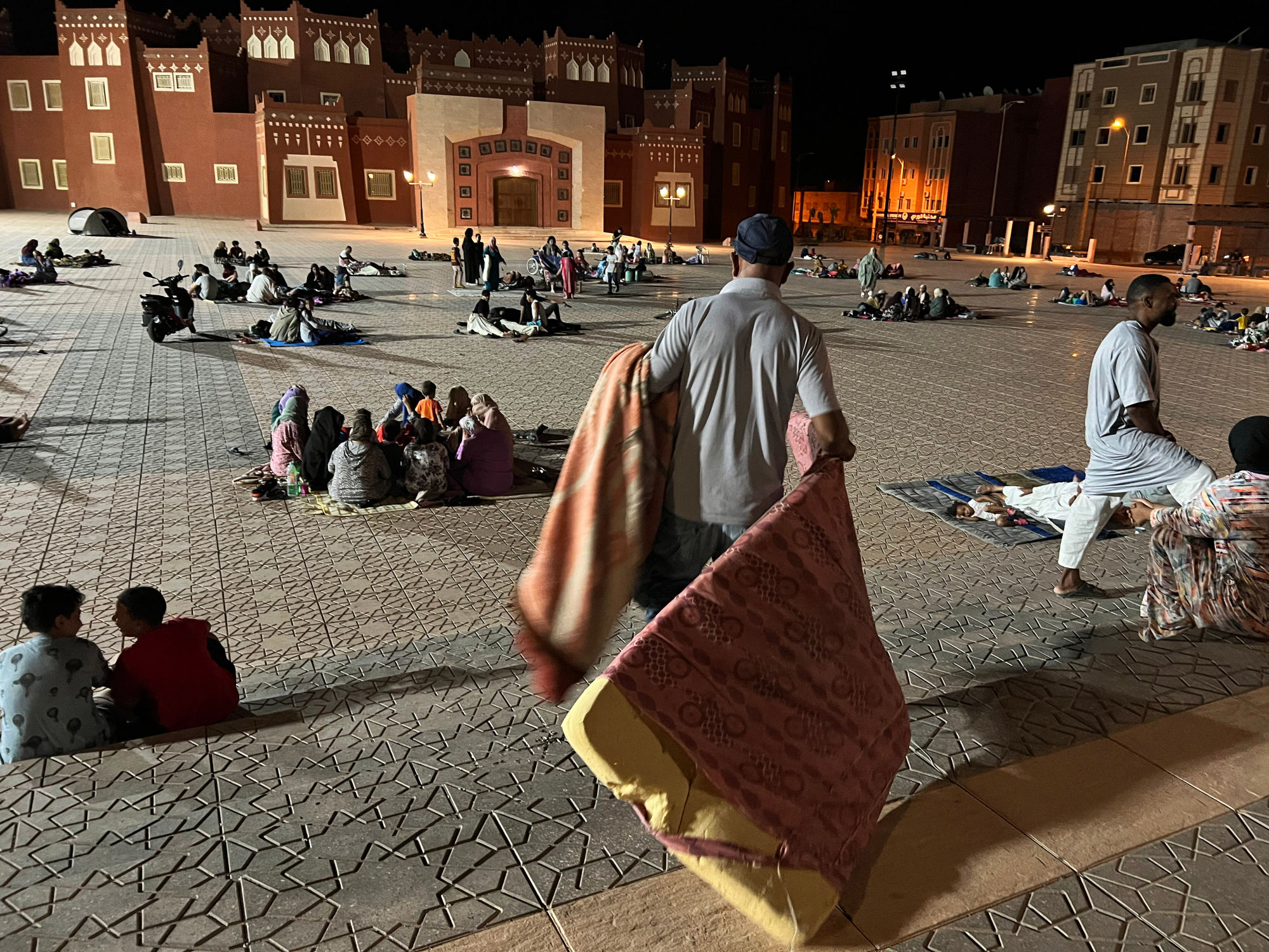 Residents take shelter at an open space after an earthquake in Ouarzazate, Morocco, on Saturday. Photo: Xinhua