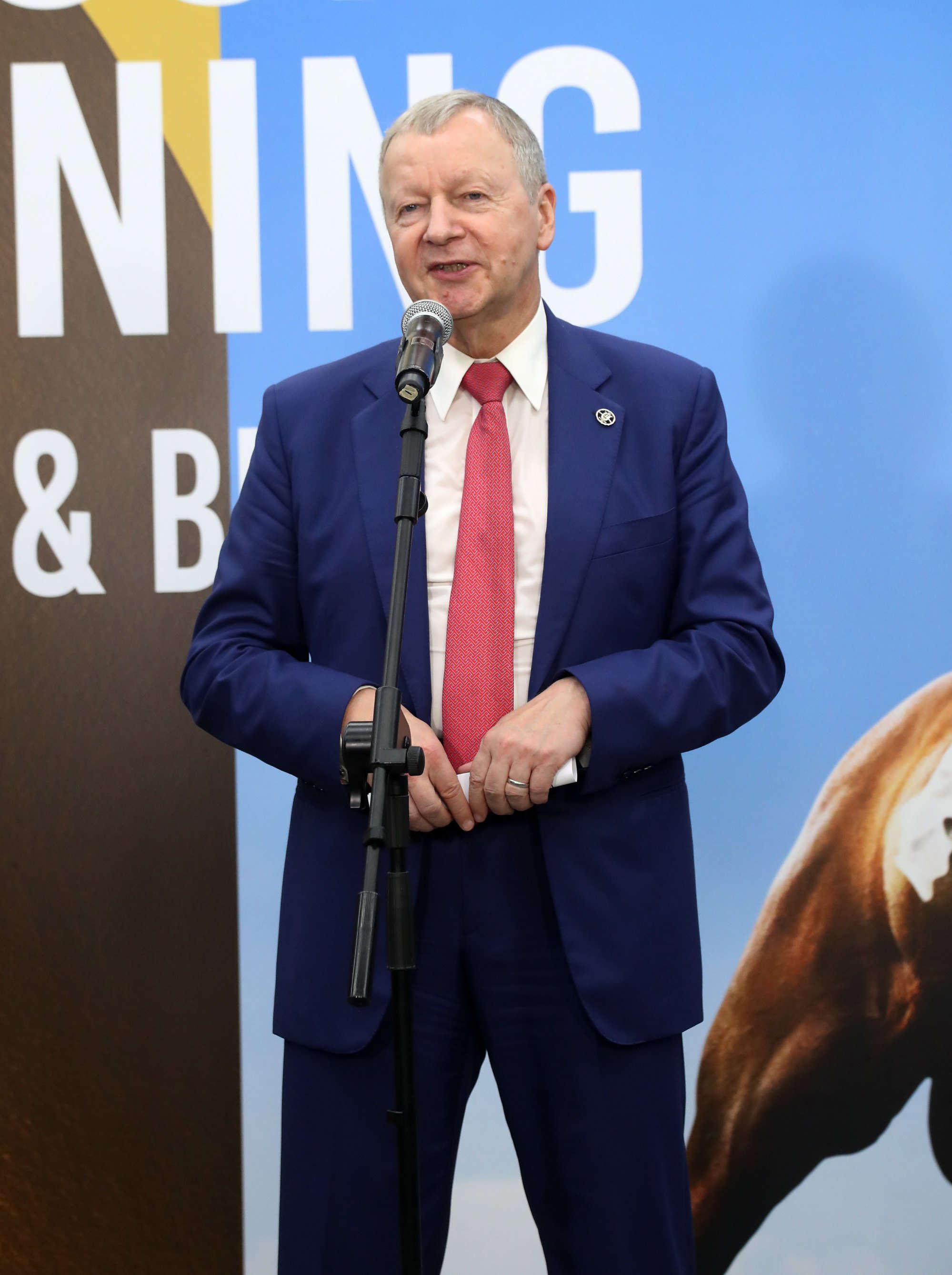 Winfried Engelbrecht-Bresges, the Jockey Club CEO, talks to the media after the races at Sha Tin. Photo: Kenneth Chan.