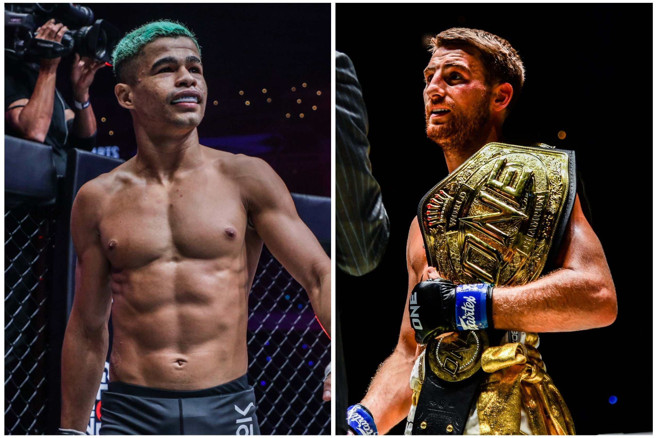 Fabricio Andrade (left) will fight Jonathan Haggerty for the vacant bantamweight kickboxing title in November. Photos: ONE Championship