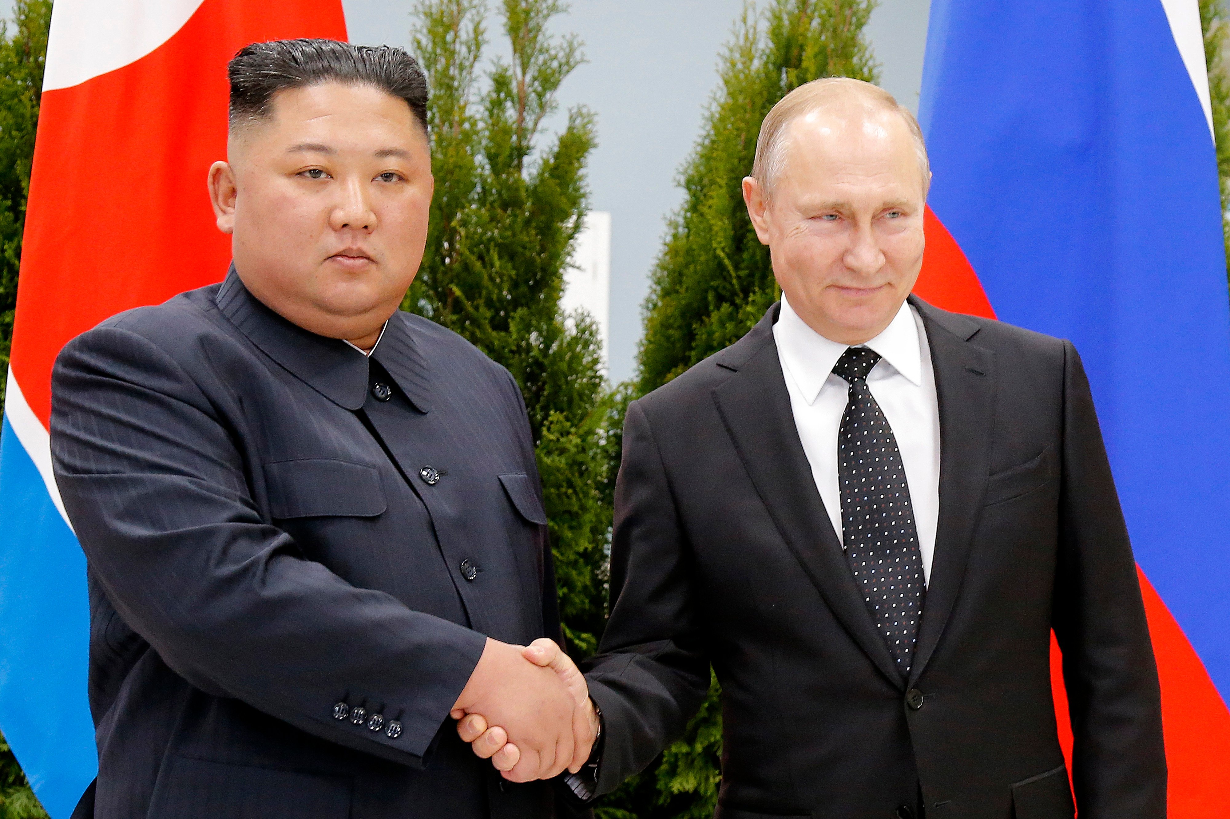 North Korea and Russia confirmed that a meeting between Kim Jong-un and Vladimir Putin meeting is possible as early as Tuesday. Photo: Pool/AP