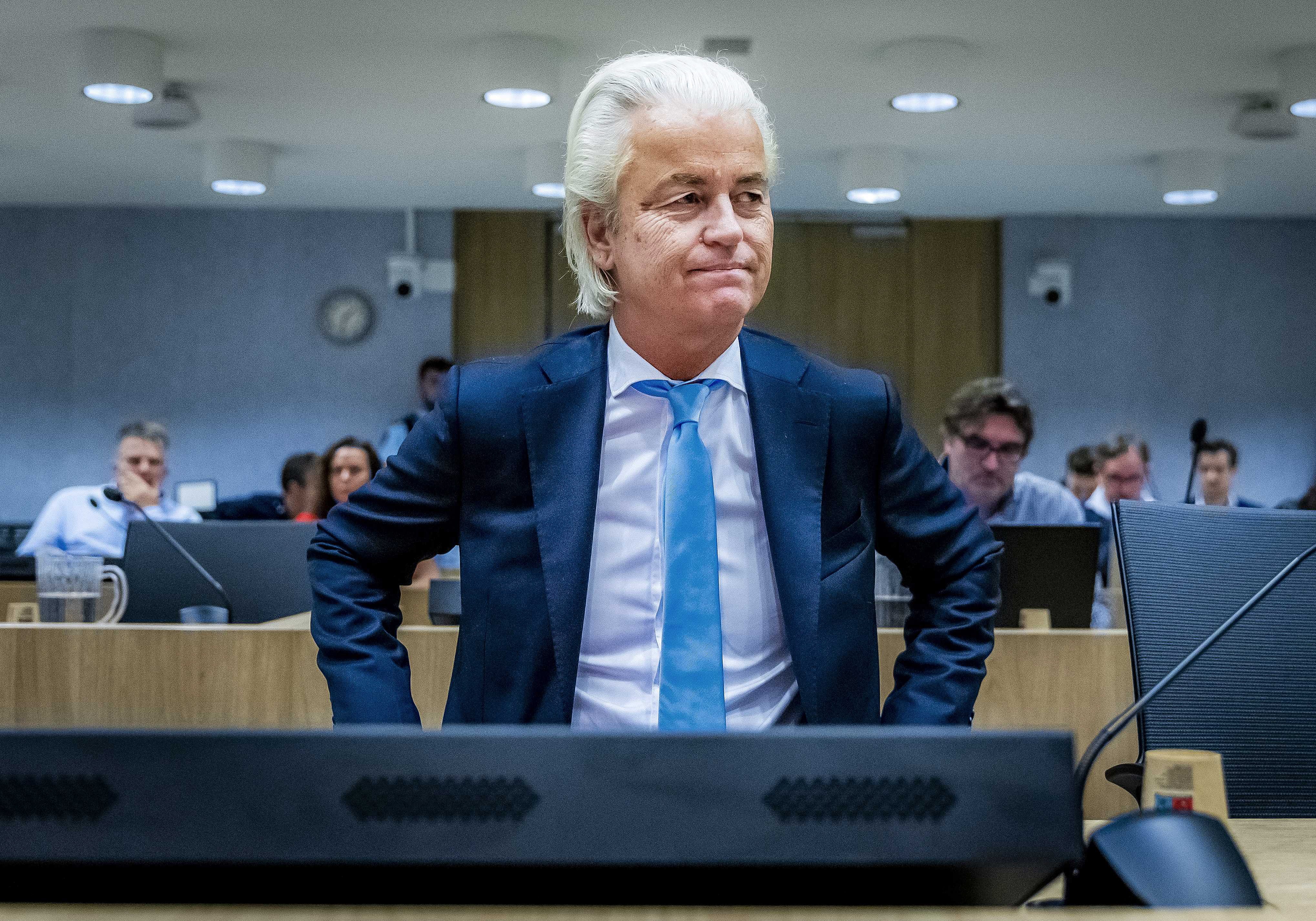 Dutch PVV leader Geert Wilders attends a criminal case in the court of Schiphol. The criminal case hearing is against the Pakistani cricketer Khalid Latif, who is said to have offered money in a video for the murder of Wilders, a member of Dutch Parliament. Photo: EPA-EFE