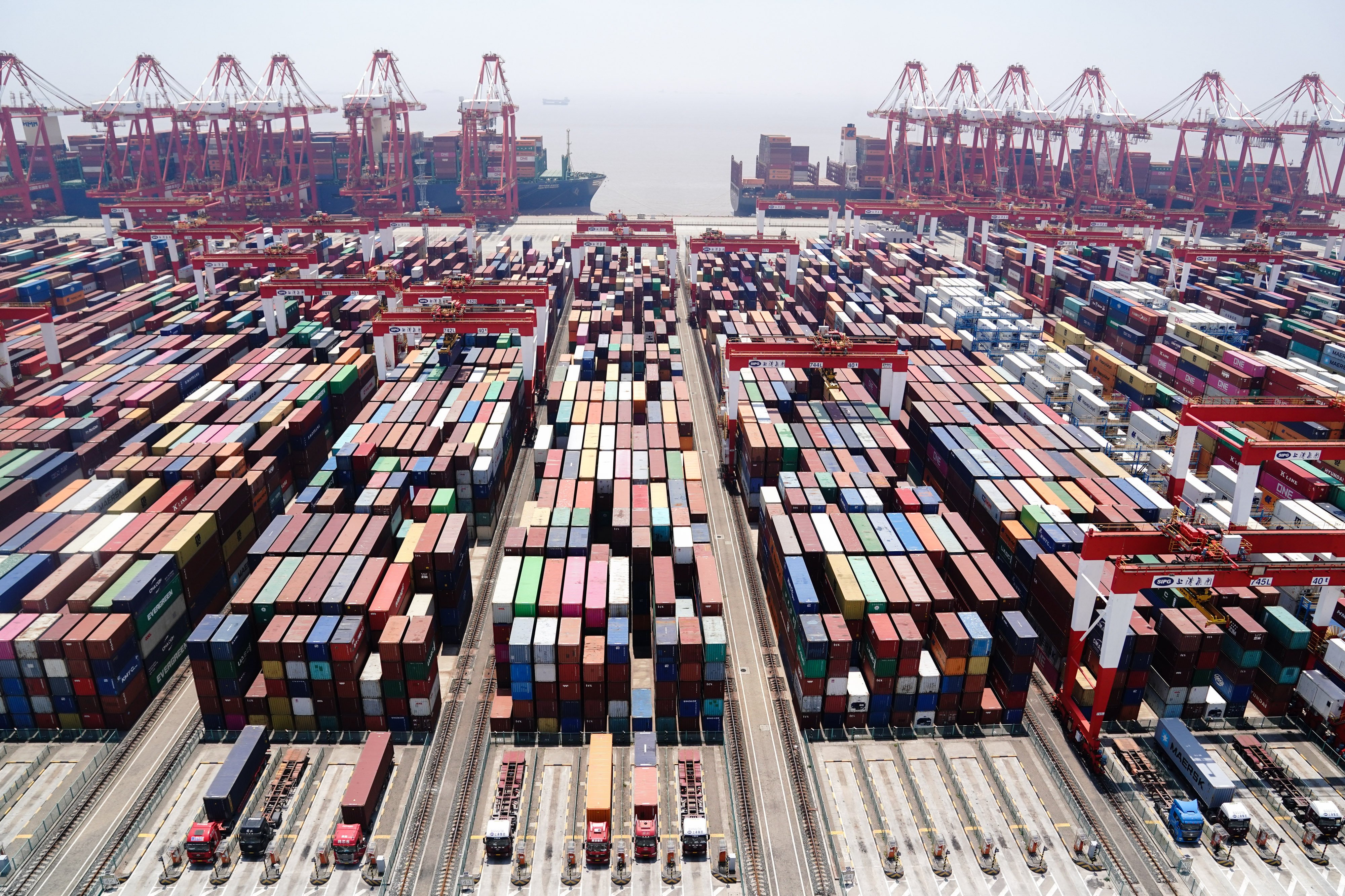 A view of the automated container terminal of Shanghai Yangshan Deep Water Port in east China’s Shanghai. Photo: Xinhua