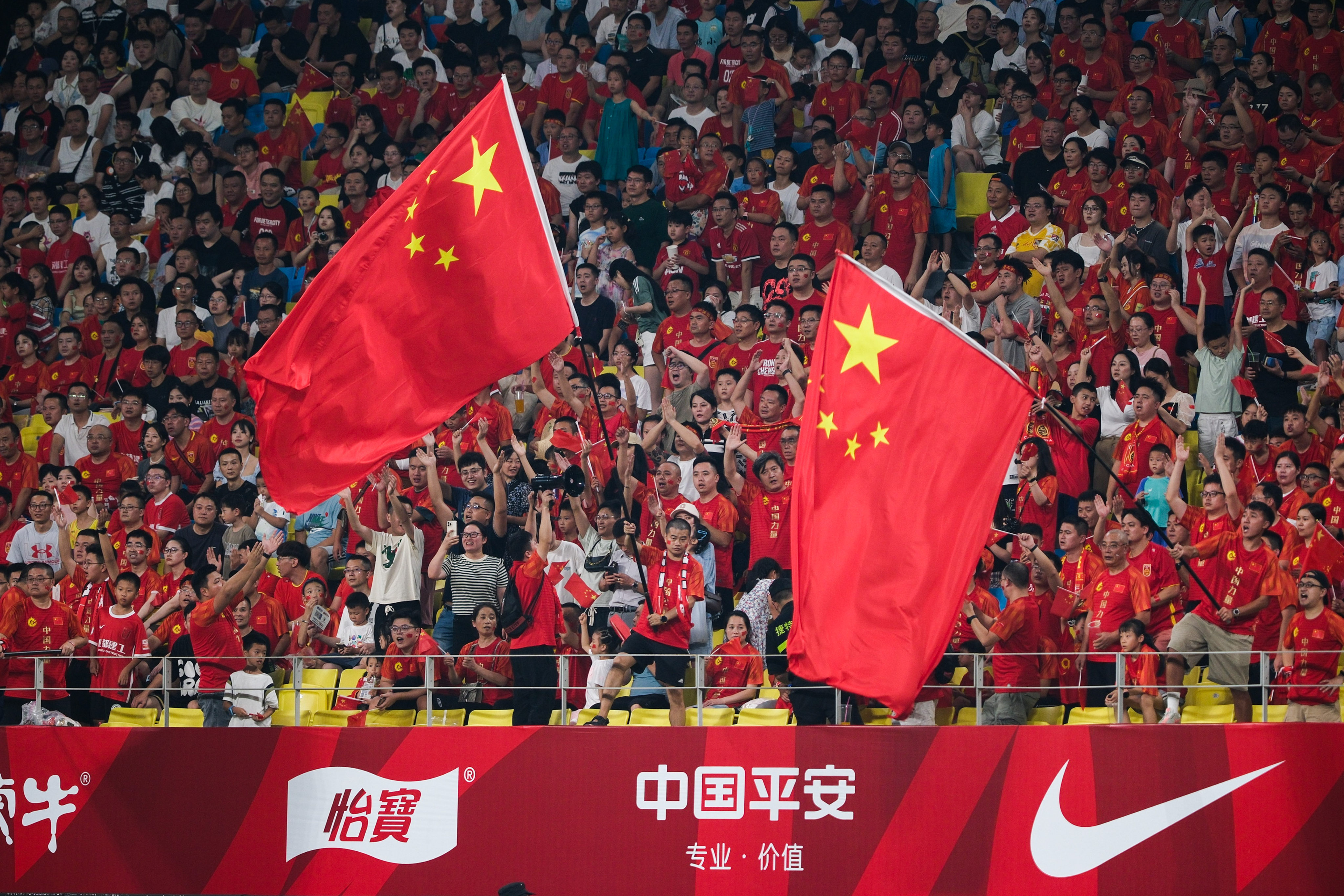 China fans look on during the  international friendly against Malaysia at Chengdu Phoenix Hill Stadium on September 9, 2023. Photo: Getty Images