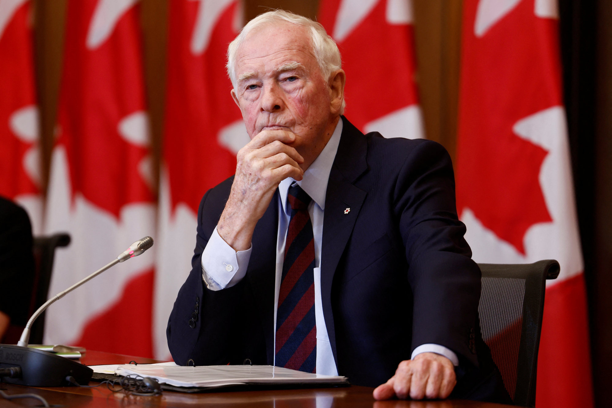 David Johnston, Canada’s special rapporteur on foreign interference, holds a press conference about his findings and recommendations in Ottawa, Ontario, on May 23. Photo: Reuters