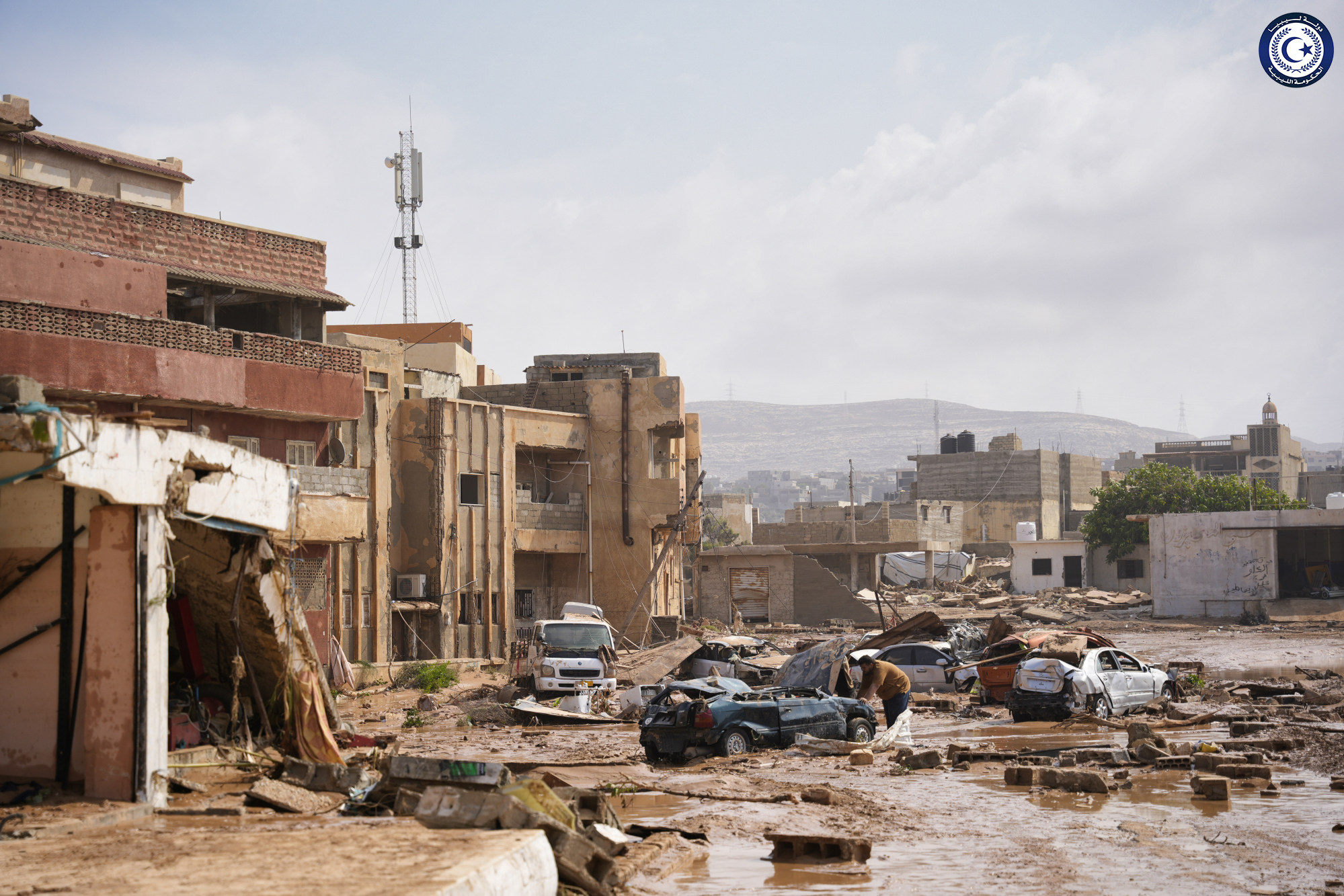 A flood-affected area in Derna, Libya. Photo: Eastern-based government of Libya via Xinhua