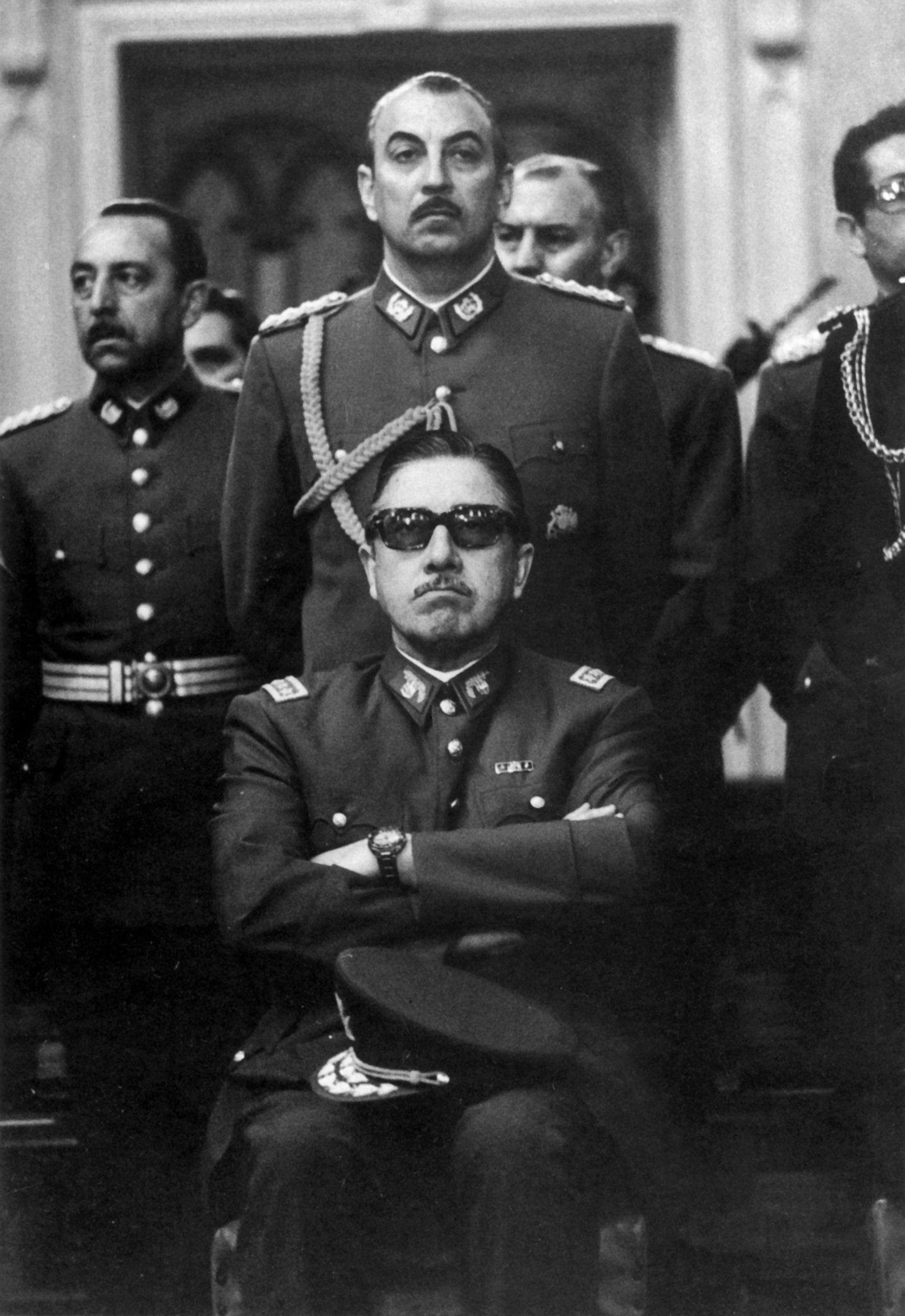 General Augusto Pinochet (C) posing with army officers in Santiago, Chile, a few days following the September 11, 1973 bloody coup. File photo: AFP