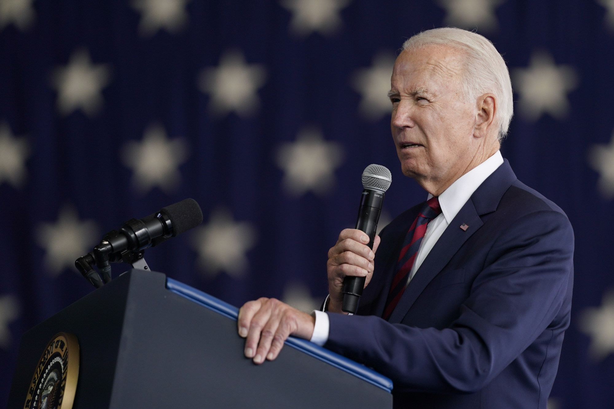President Joe Biden speaks at Joint Base Elmendorf-Richardson to mark the anniversary of the September 11 terrorist attacks on Monday. Photo: AP