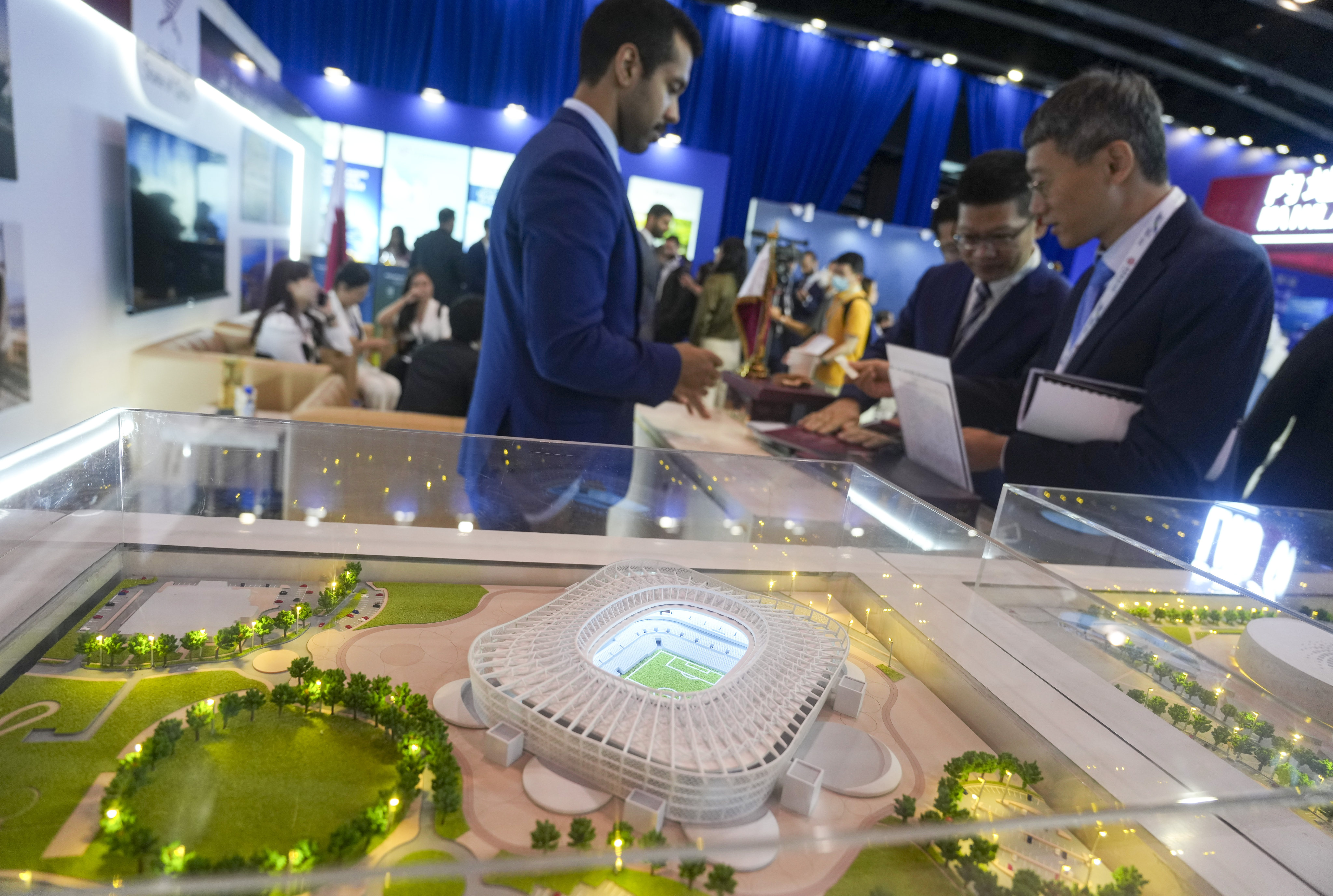 Infrastructure projects are displayed at the Belt and Road Summit in Hong Kong on Wednesday. Photo: Sam Tsang
