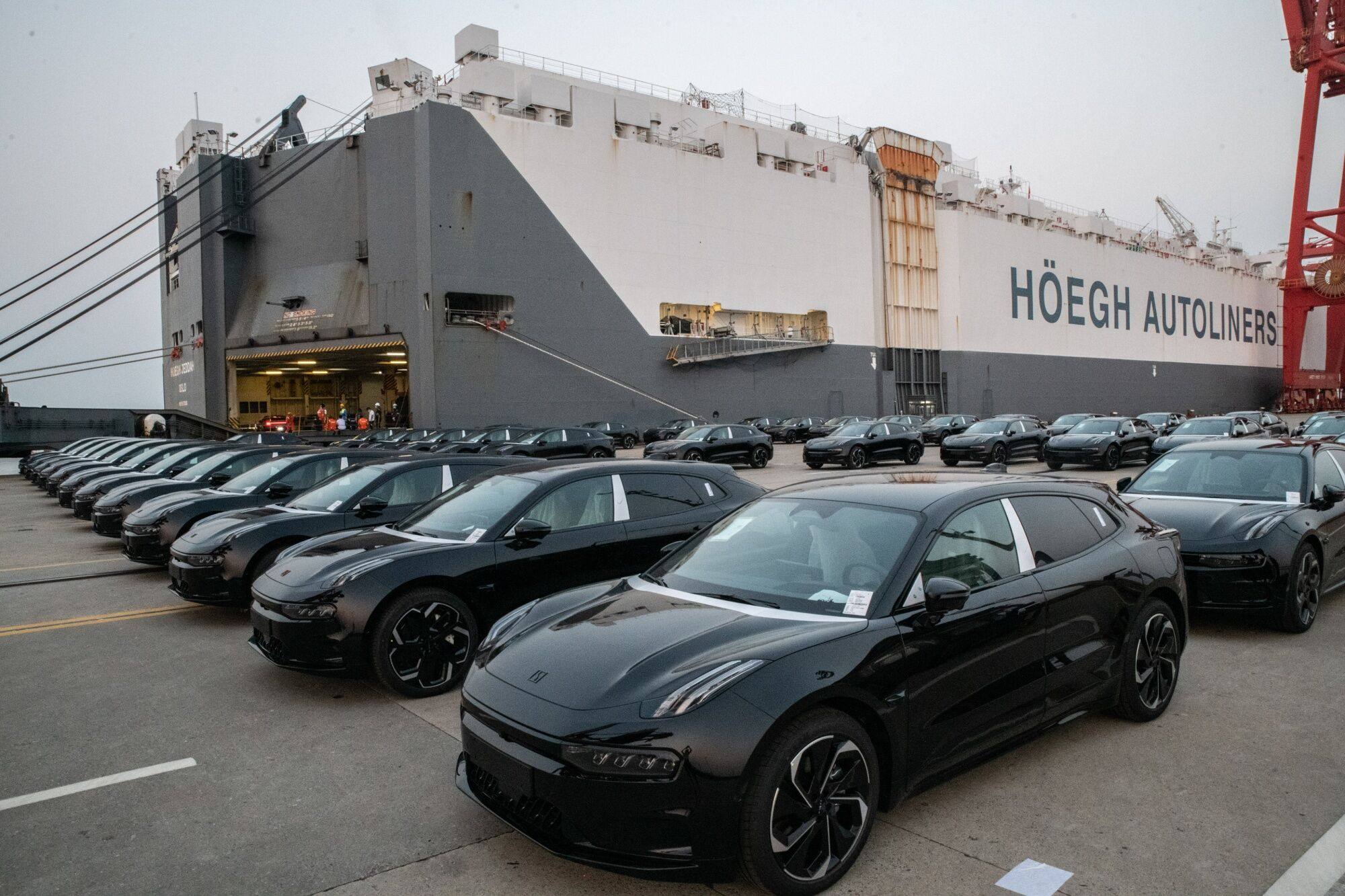 Geely Automobile Holdings Ltd.’s Zeekr electric vehicles bound for shipment to Europe at the Port of Taicang in Taicang, Jiangsu Province, China. Photo: Bloomberg