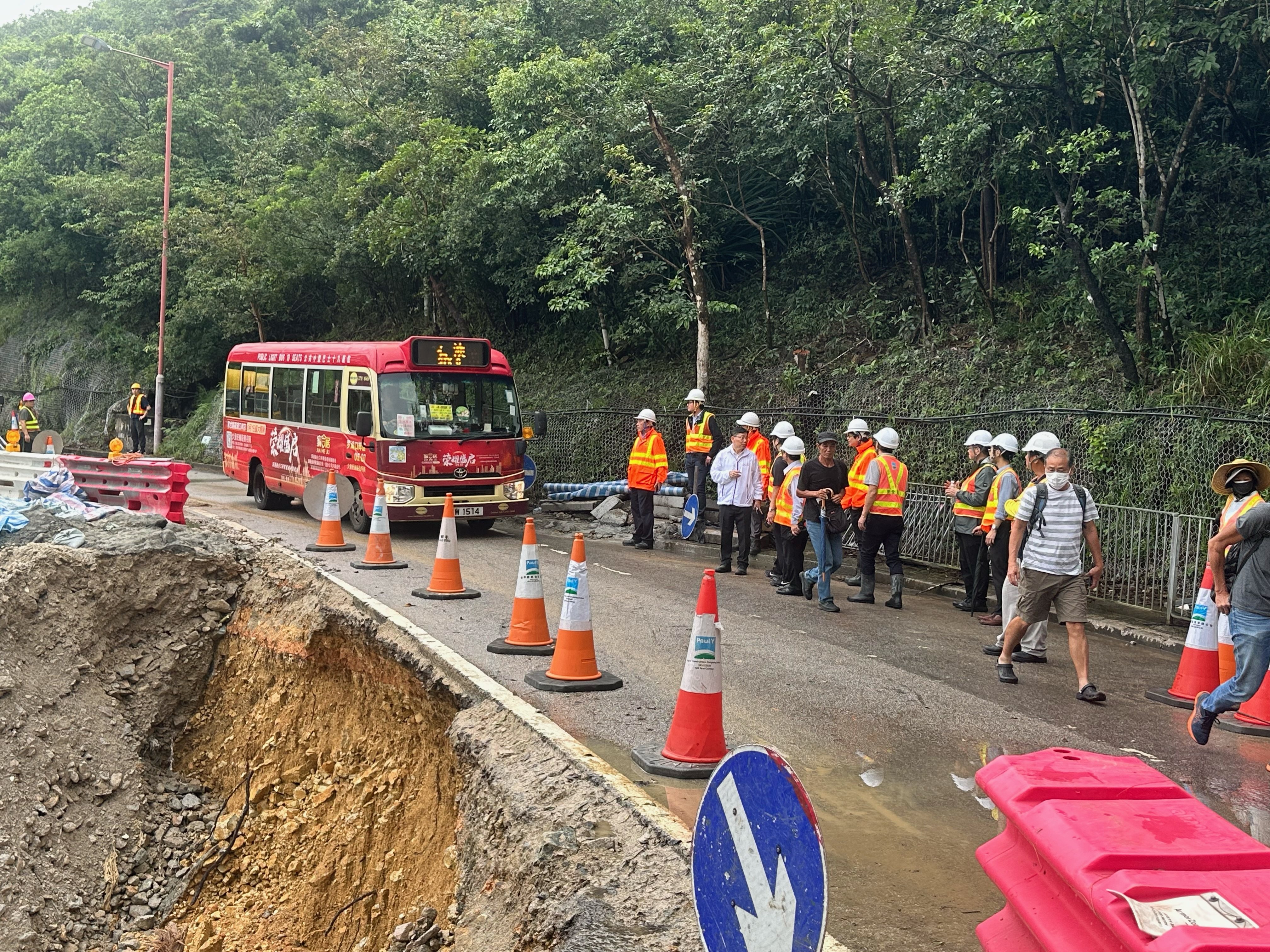 Shek O’s only access road to Hong Kong was partially reopened for government vehicles and a red minibus route running between the rural area and Shau Kei Wan MTR station. Photo: Handout
