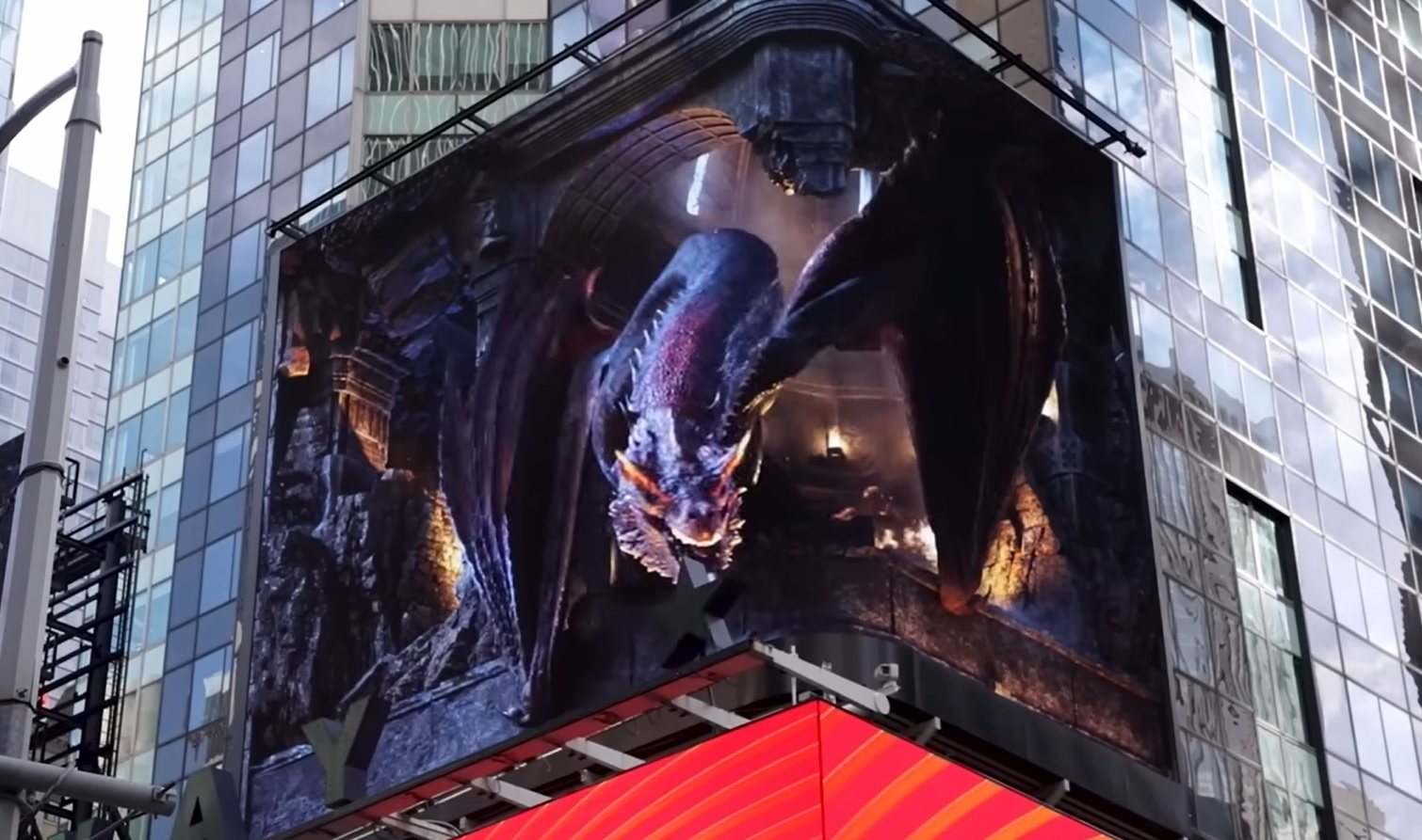 The 3D advert for Game of Thrones: House of the Dragon in New York. Photo: YouTube/GameofThrones