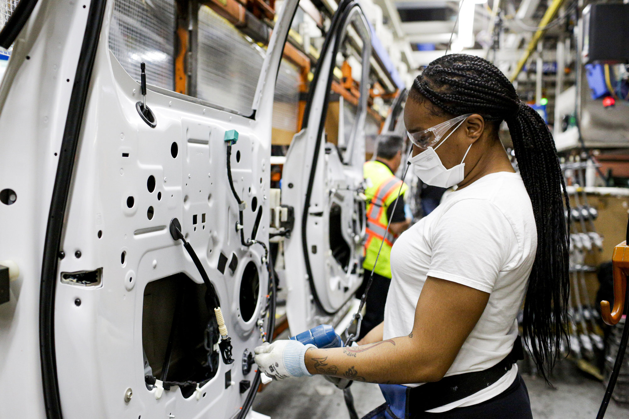 A worker at Ford’s Dearborn, Michigan, truck plant. Photo: TNS