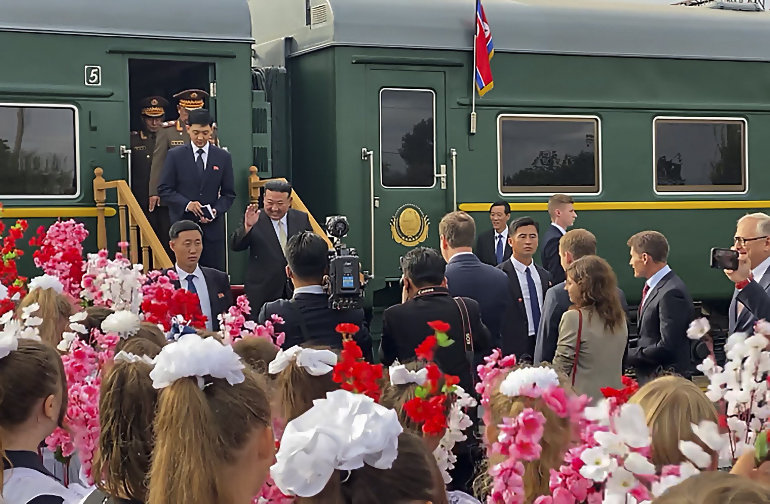 North Korea’s leader Kim Jong-un arrives in the town of Artyom outside Vladivostok. Photo: EPA-EFE/Governor of Primorsky region