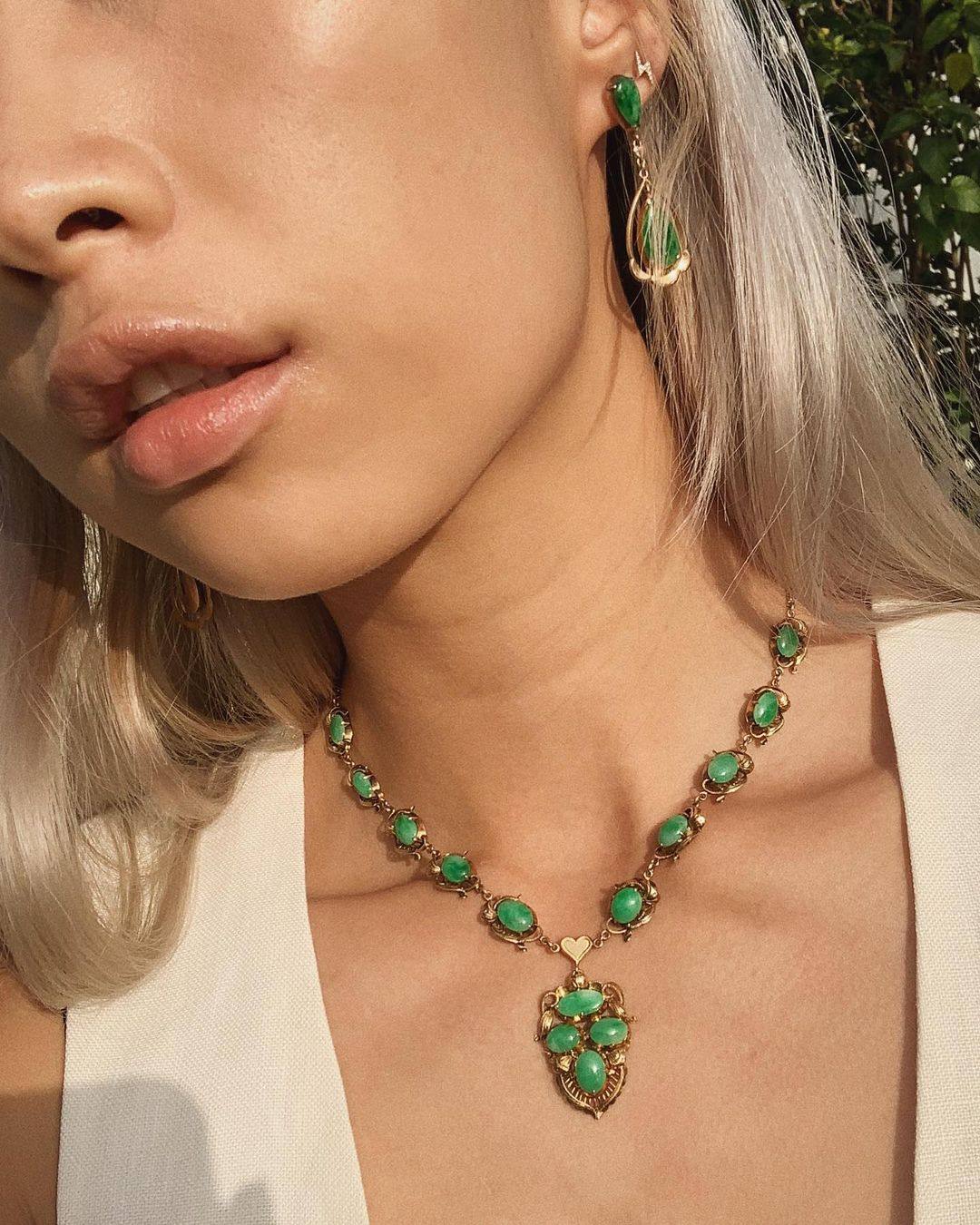 Editor and influencer Dale Arden Chong in jade jewellery. Photo: @dalearden/Instagram