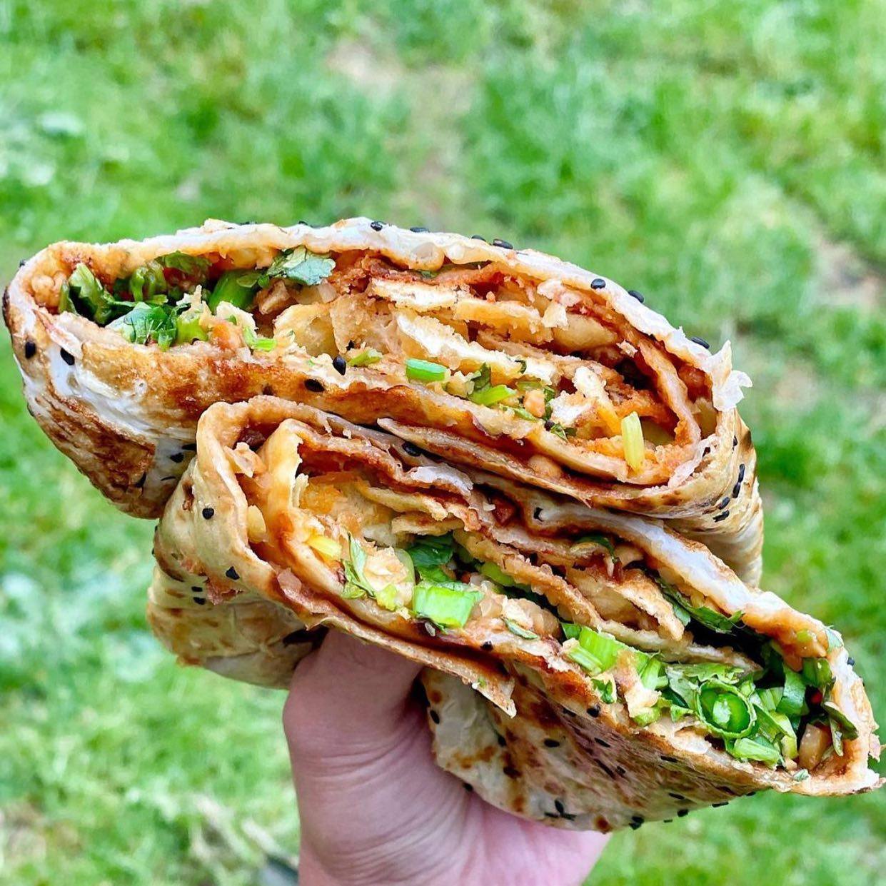 Pancakes from Lo Come Jian Bing in Tin Hau, Hong Kong. Photo: Instagram/@locomejianbing