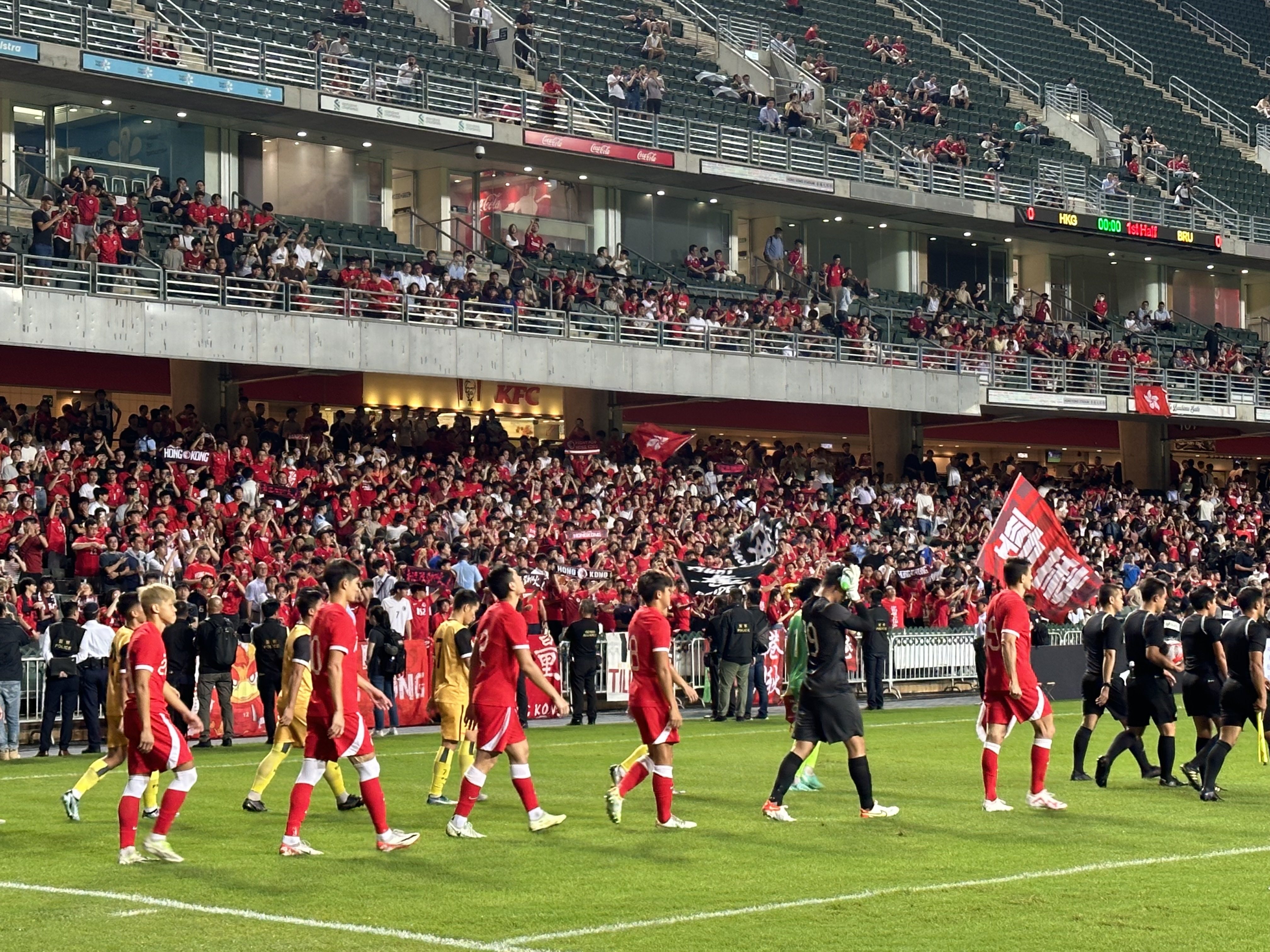 Hong Kong emerge for a friendly with Brunei, whom they beat 10-0 at home last week – but their team in Hangzhou will be made up largely of under-23 players. Photo: Chan Kin-wa