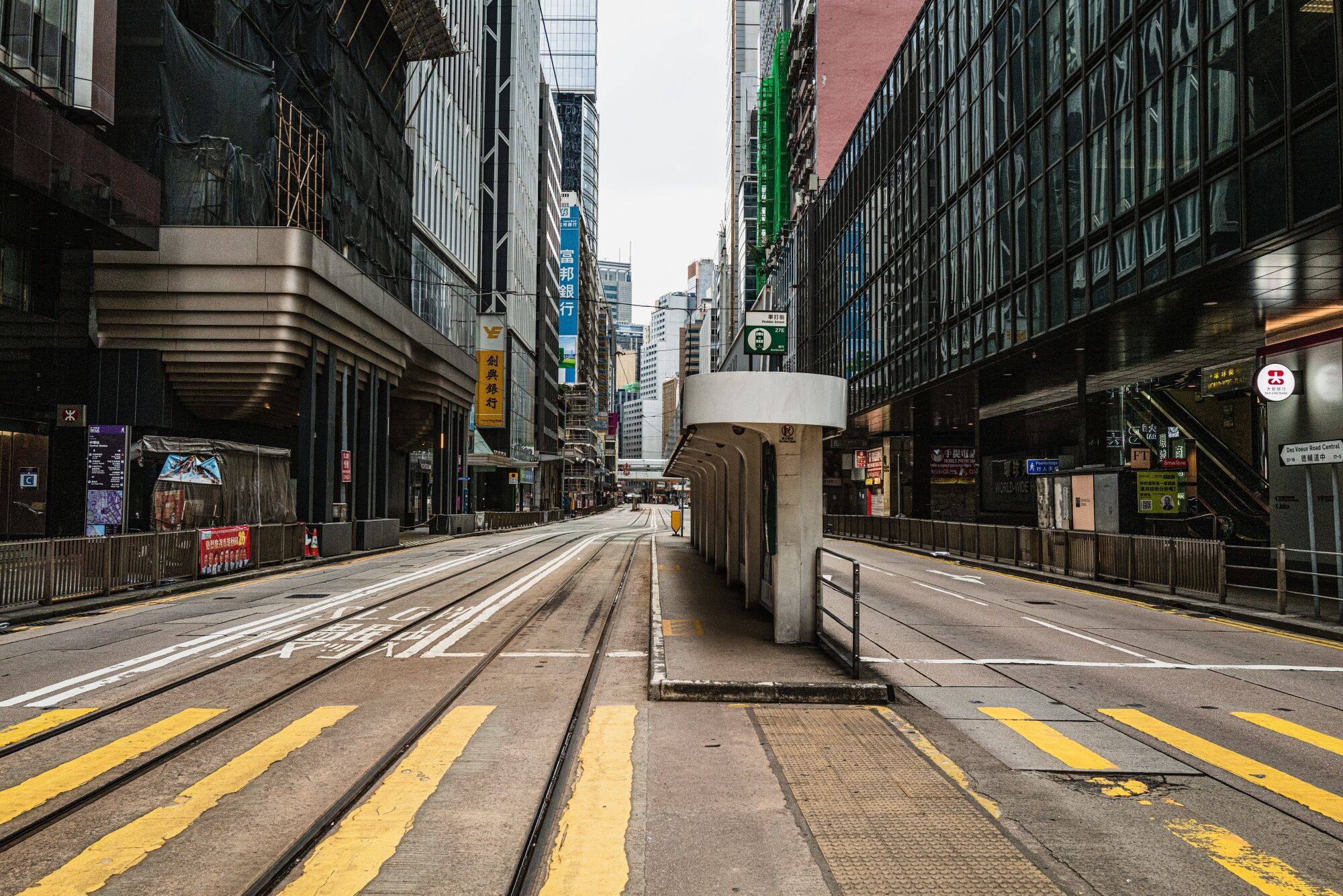 The central business district in Hong Kong during a typhoon signal on September 1. While Asia is more insulated from the shakeout in the office market stemming from the drop in valuations, landlords and investors are under pressure to future-proof their properties. Photo: Bloomberg 