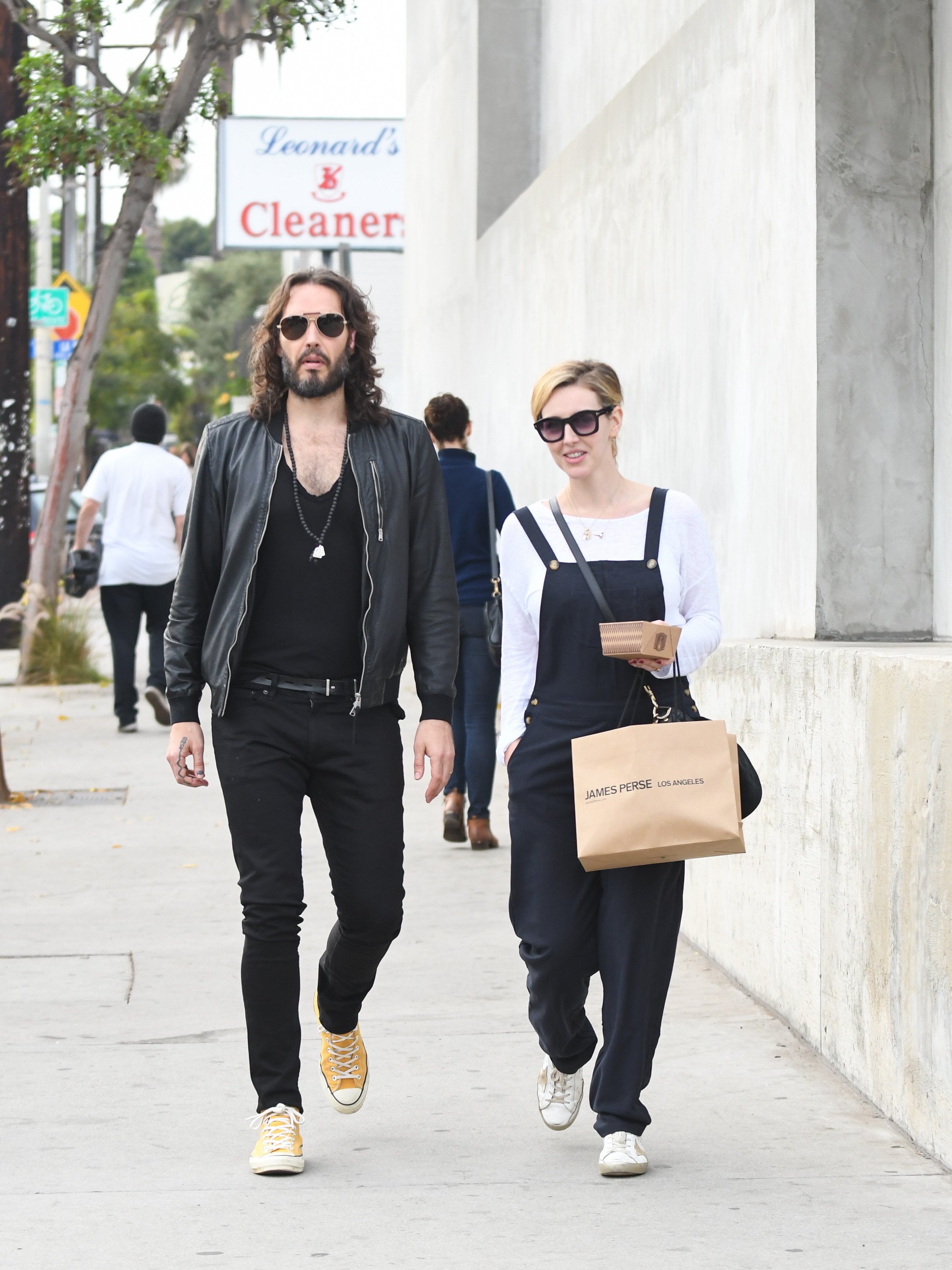 British comedian and actor Russell Brand with his wife Laura Brand. Photo: Getty Images