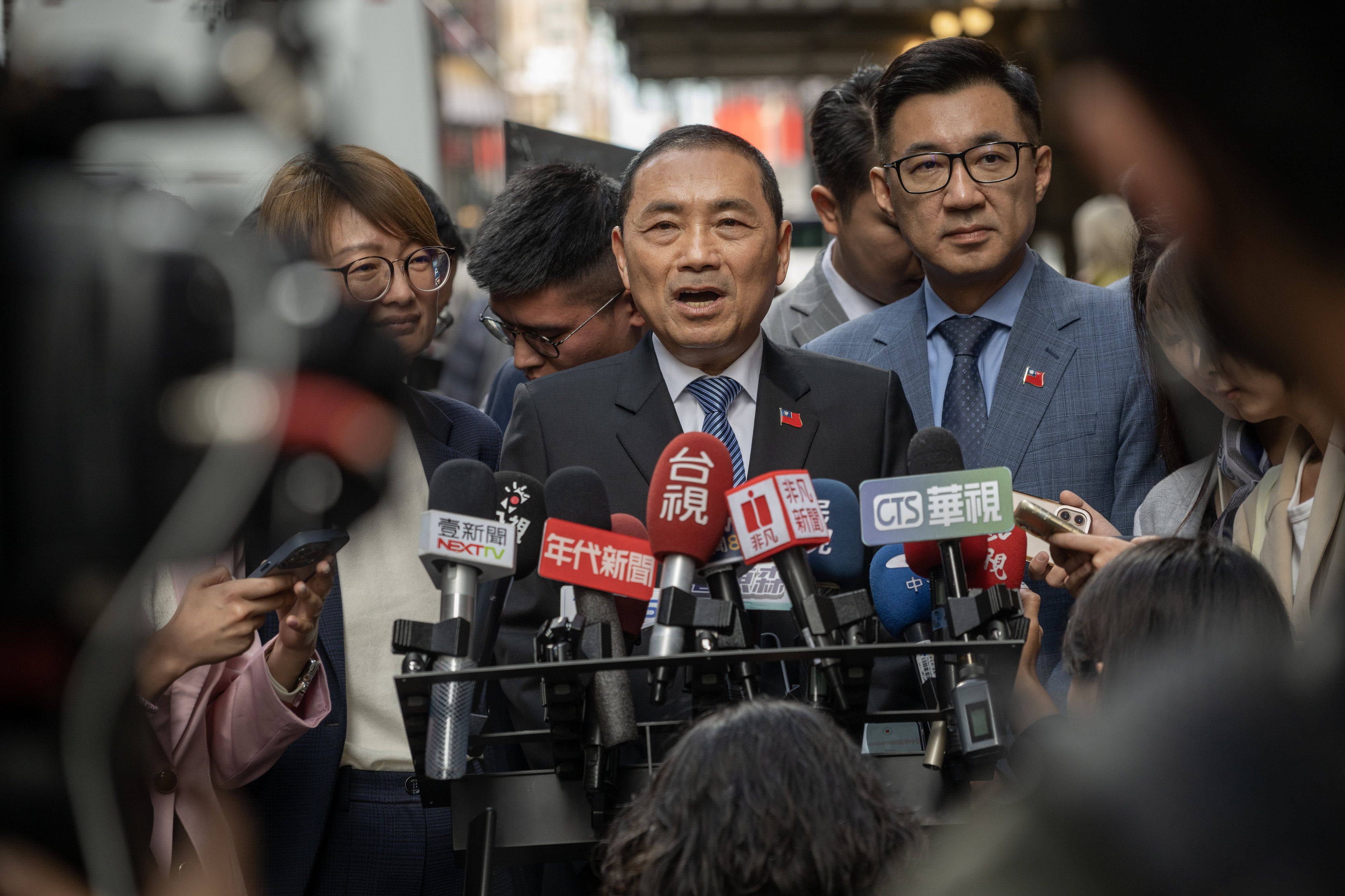 KMT presidential candidate Hou Yu-ih says dialogue and deterrence are needed  to ease tensions in the Taiwan Strait. Photo: Bloomberg