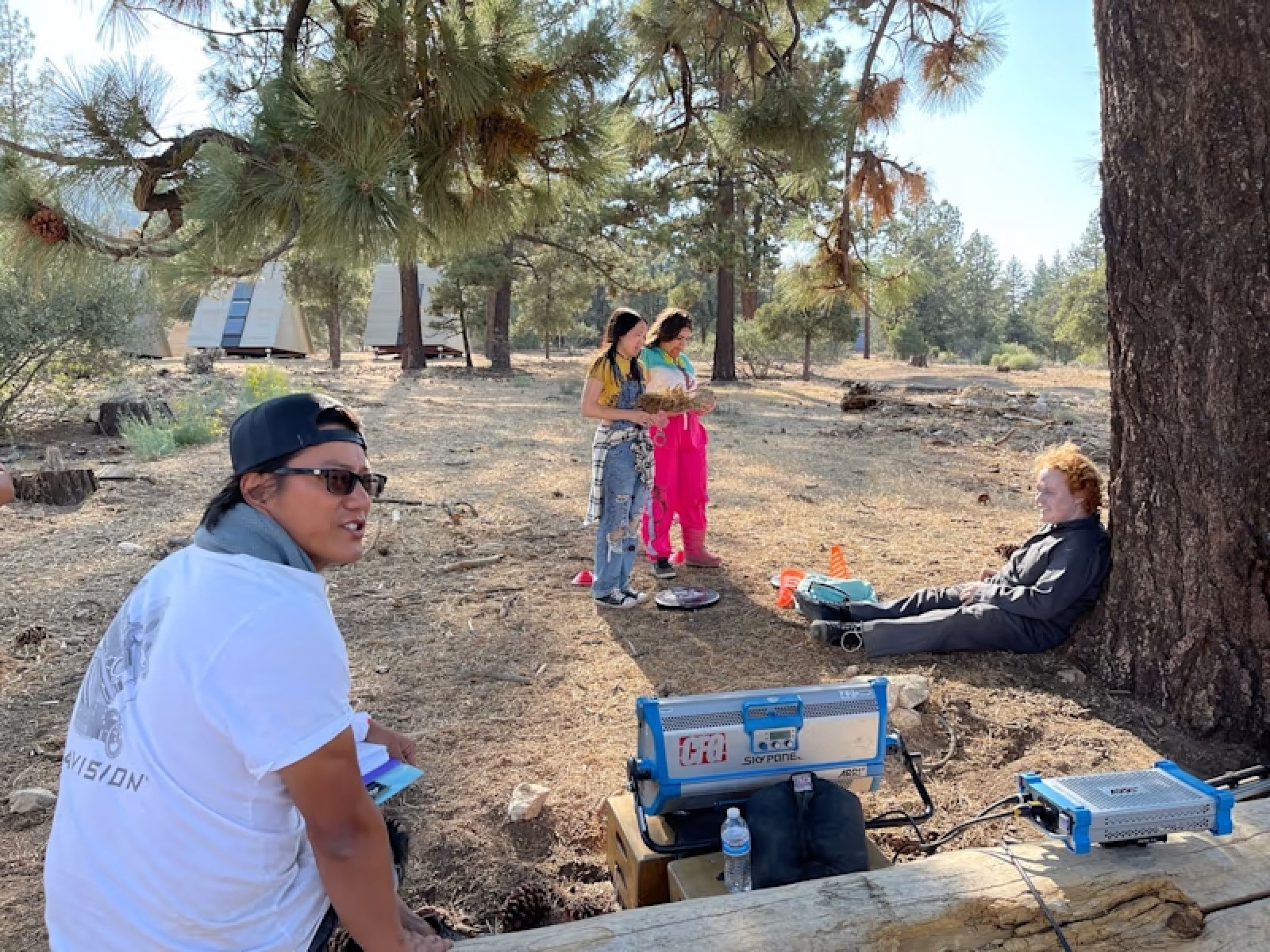 Kang (left) on the set of “Shaky Shivers”.