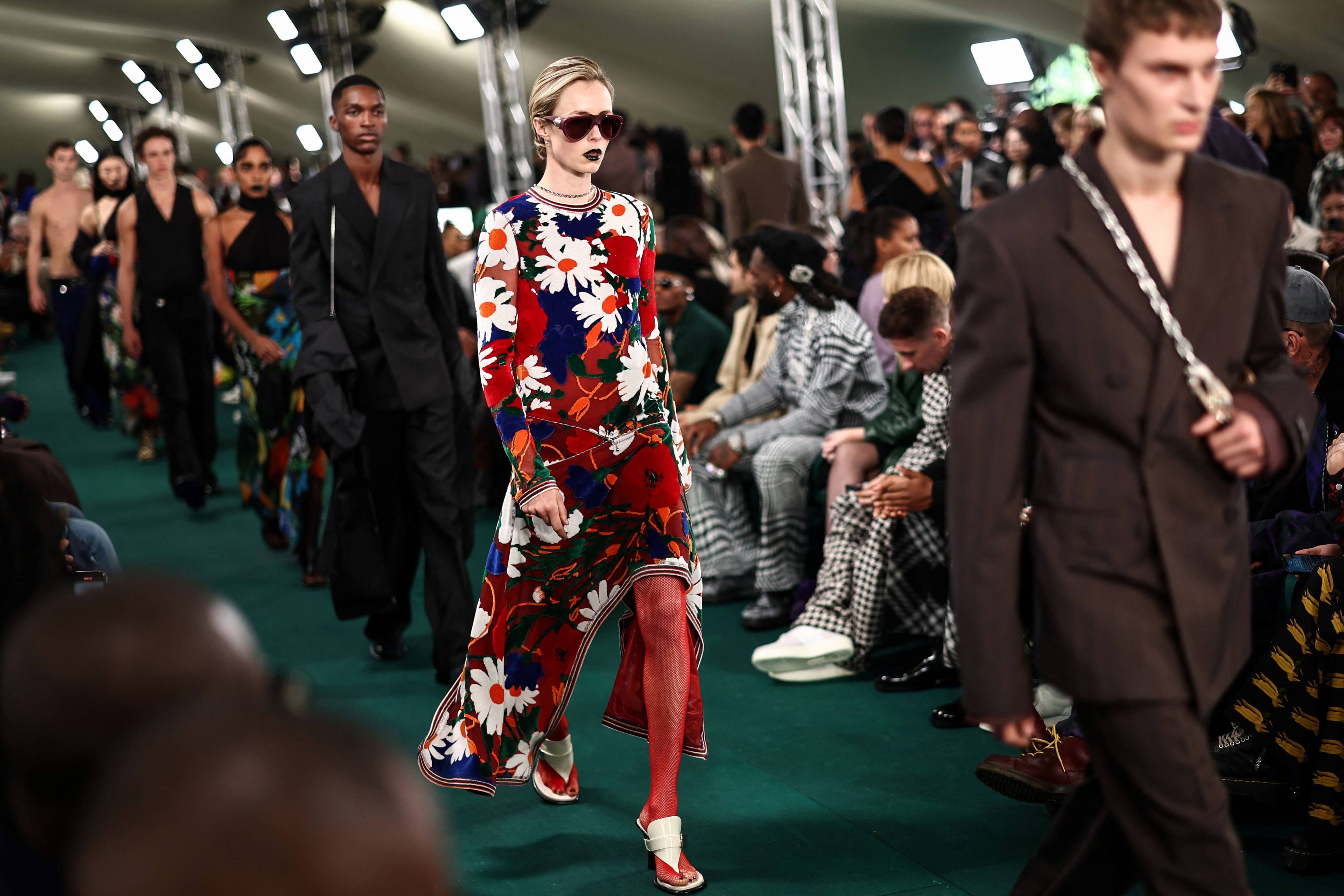 Models present creations for British fashion house Burberry’s spring/summer 2024 collection at London Fashion Week in London, on September 18. Photo: AFP