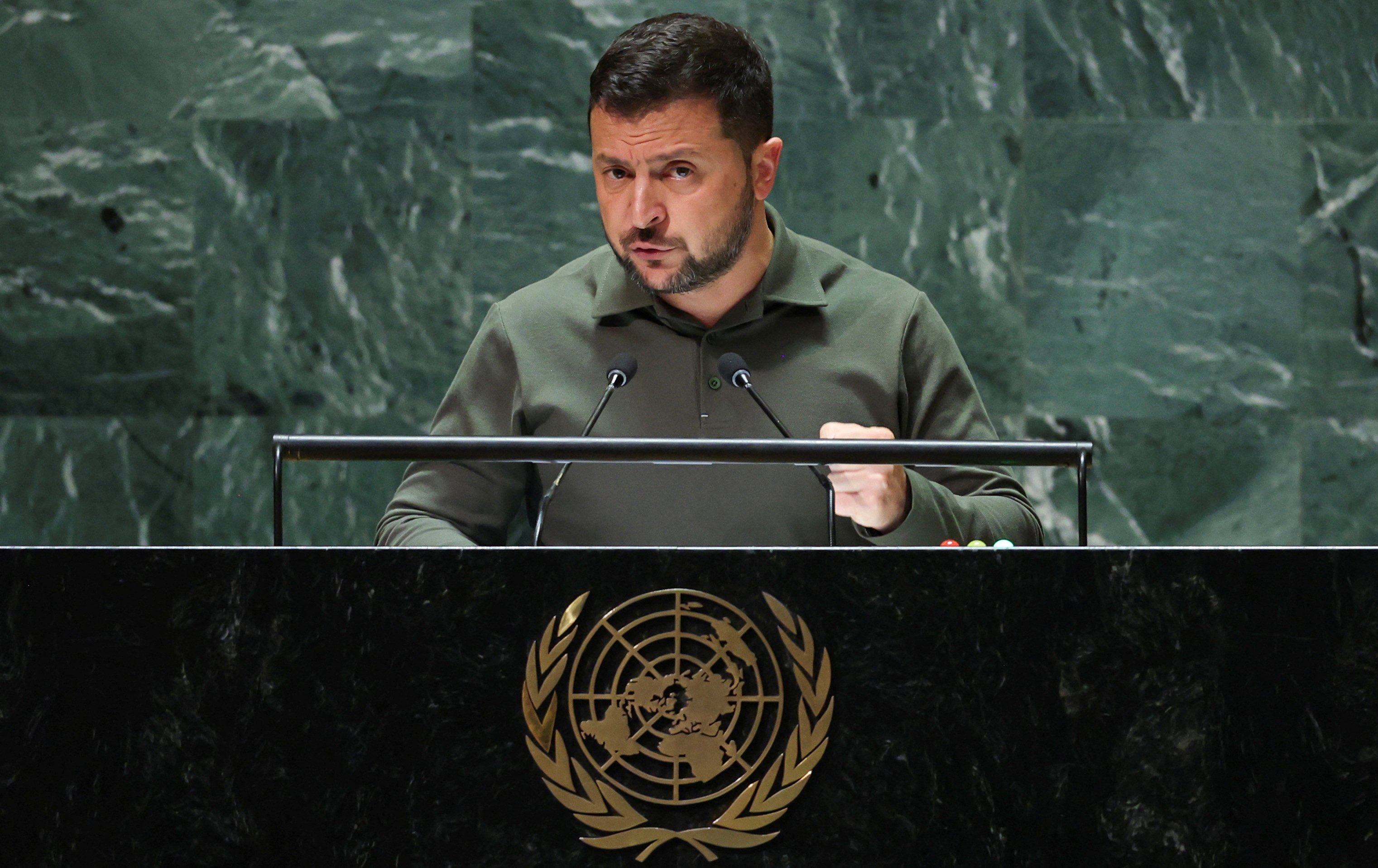 Ukraine’s President Volodymyr Zelensky tried to shore up support during his UN address. Photo: Reuters