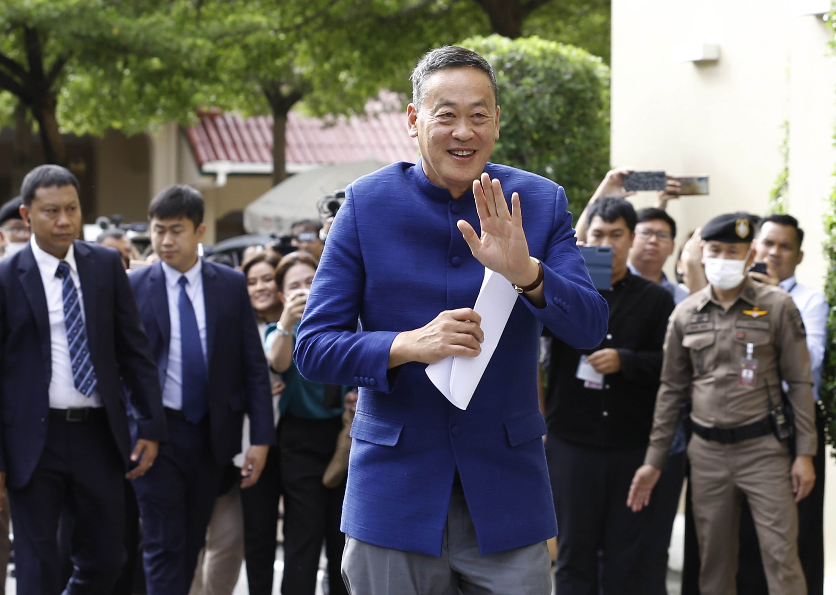 Thai Prime Minister Srettha Thavisin gestures last week as he arrives for his first official cabinet meeting at Government House. He is is in New York this week for the United Nations General Assembly. Photo: EPA-EFE