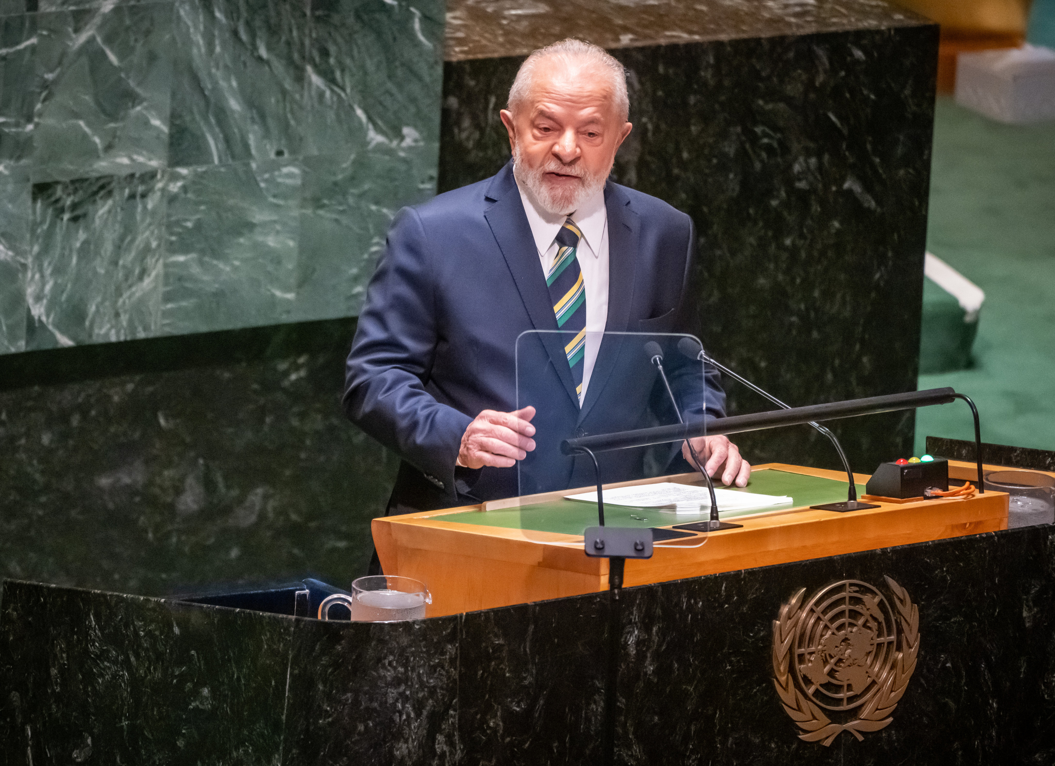 Brazilian President Luiz Inacio Lula da Silva addressing the United Nations General Assembly on Tuesday in New York. Photo: dpa