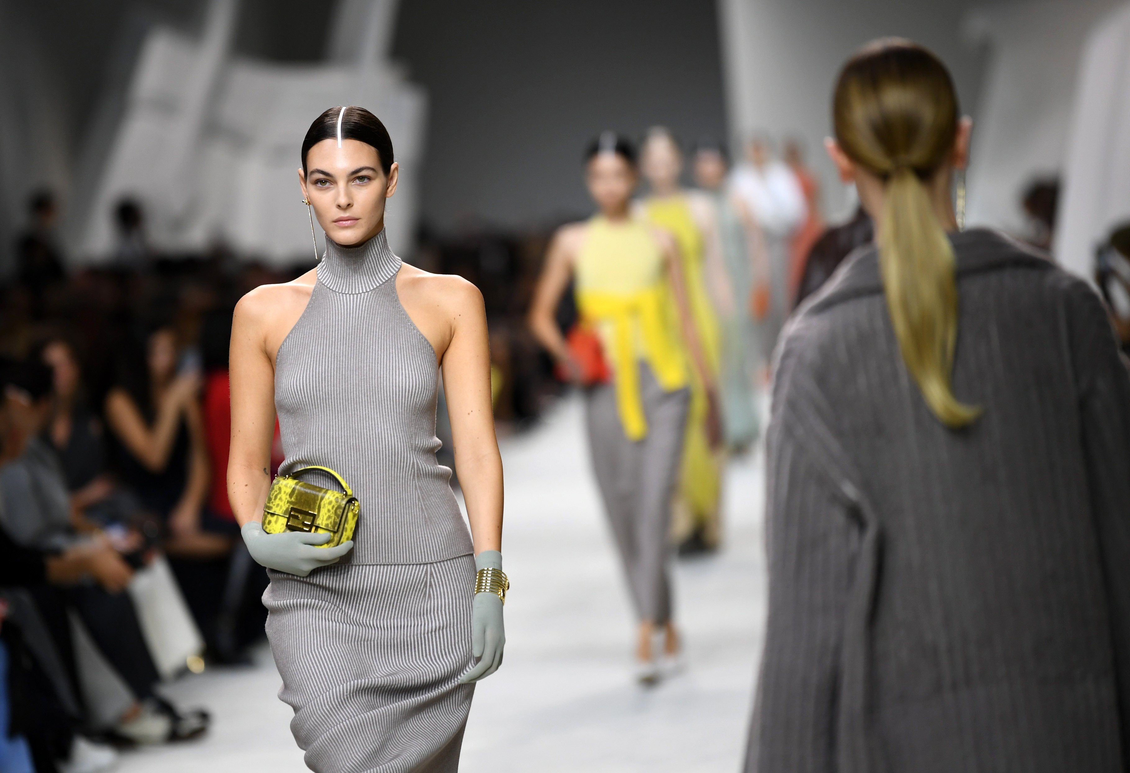Vittoria Ceretti walking the runway at Fendi’s women’s spring/summer 2024 collection show, presented during Milan Fashion Week in Milan, Italy, on September 20. Photo: Xinhua