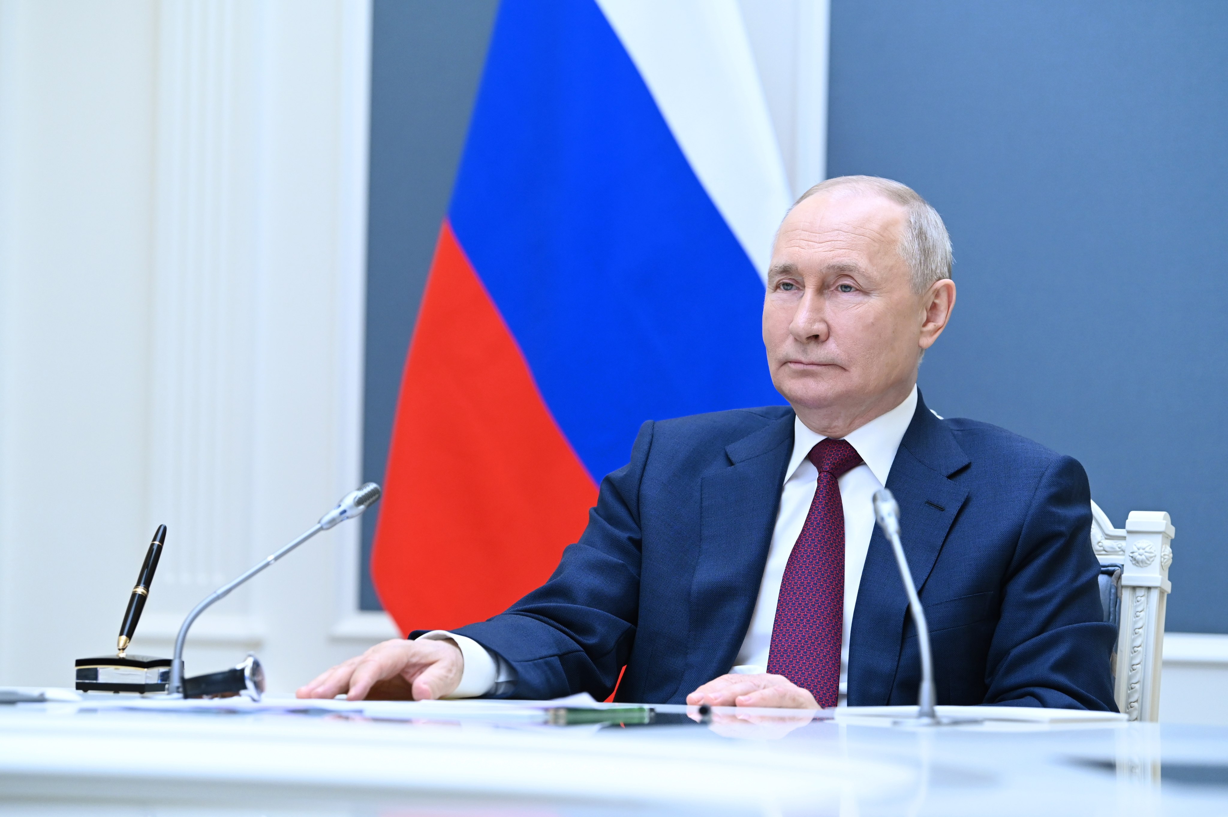 Russian President Vladimir Putin attends a meeting of the Shanghai Cooperation Organisation (SCO) Heads of State Council via a video conference at the Kremlin in Moscow on July 4, 2023. Photo: EPA-EFE