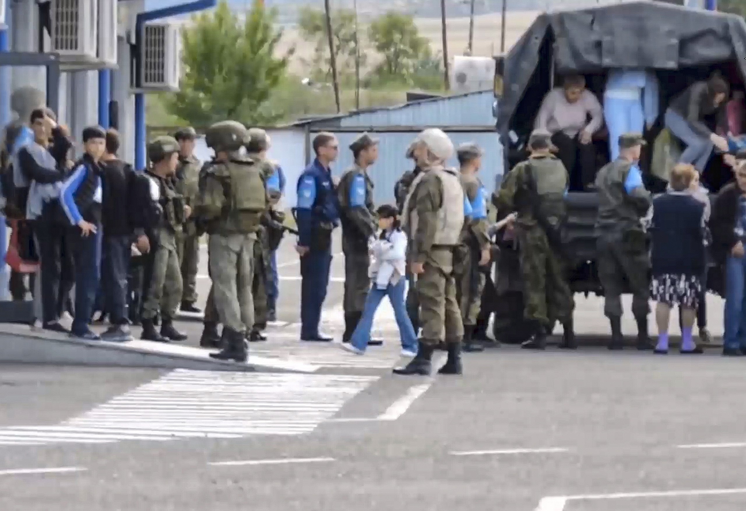 Russian peacekeepers evacuating civilians at an undisclosed location in Nagorno-Karabakh. Photo: EPA/EFE