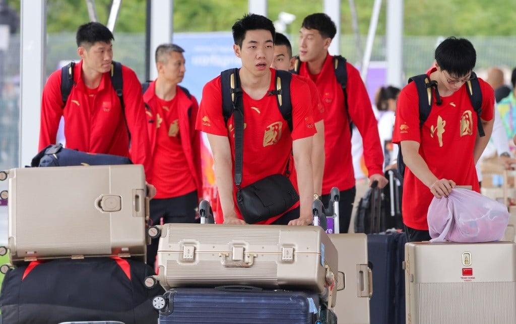 China’s men’s basketball team arrive at the Asian Games village in Hangzhou. Photo: Weibo
